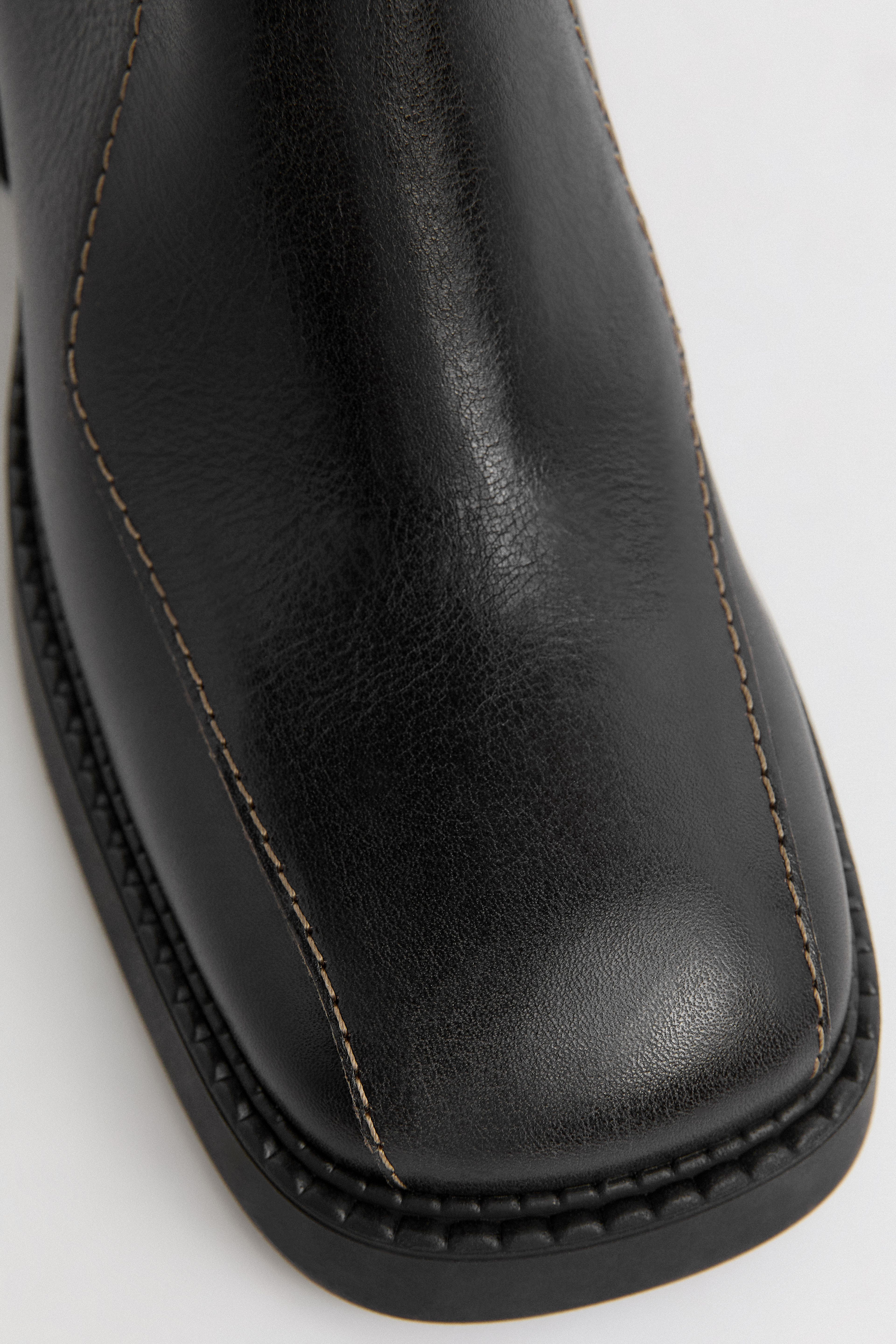 Jarmila Boots - Black Leather Cream Stitching | Miista | Designed & Handmade in Europe