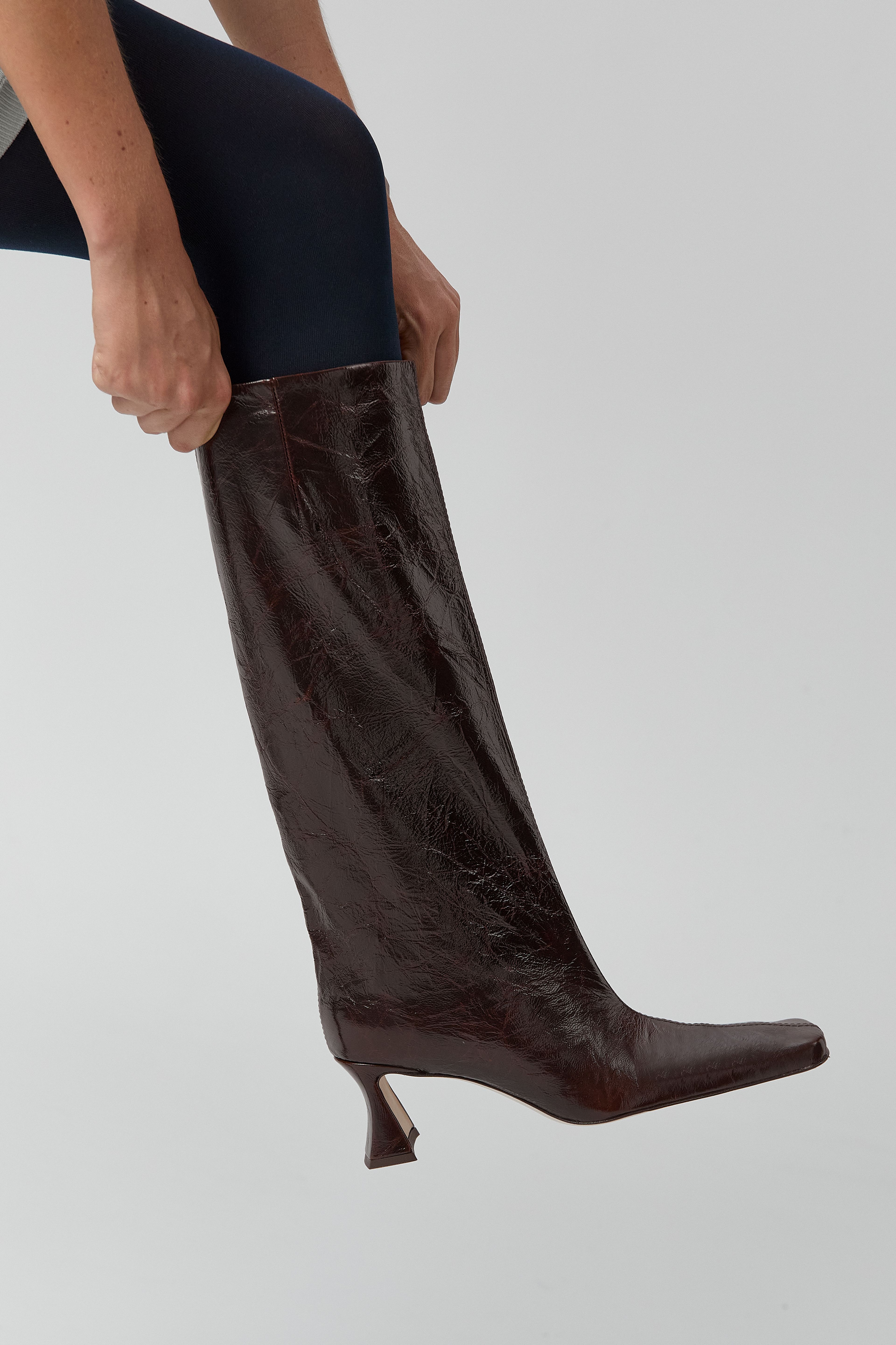 Bluma Boots - Brown Crinkle Leather | Miista | Designed & Handmade in Europe