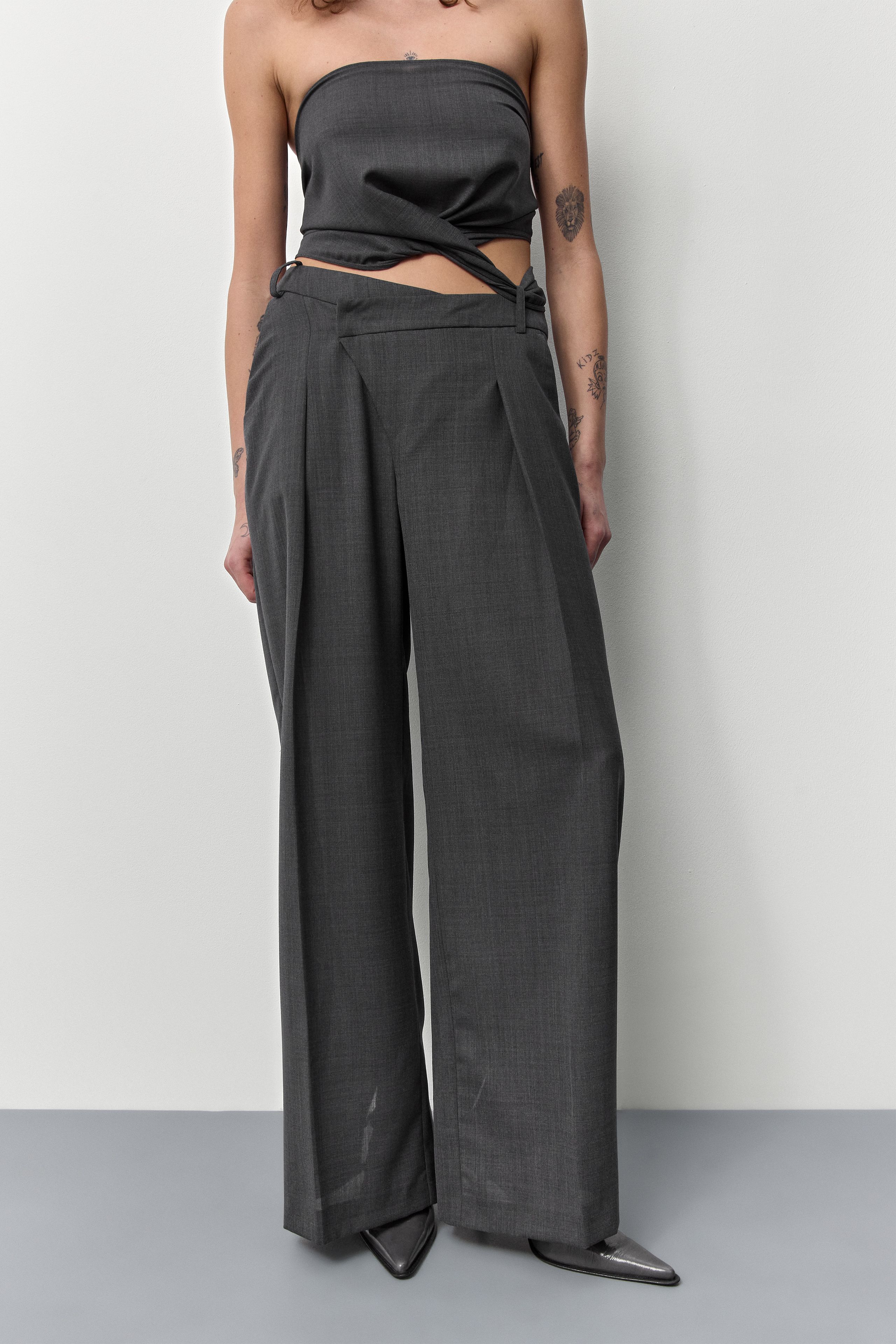 Odile Cement Grey Trousers | Miista | Designed & Handmade in Europe