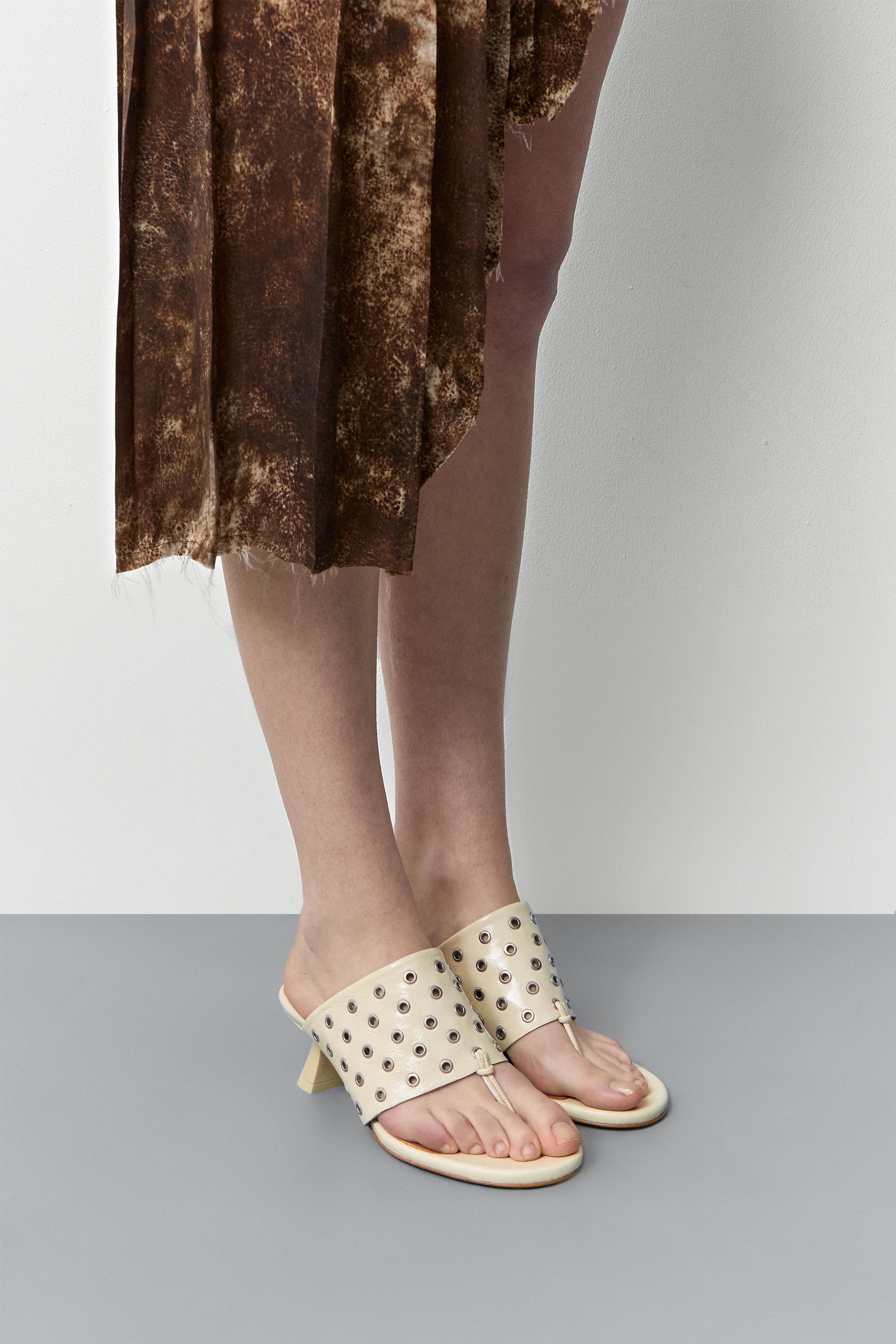 Cedella Cream Eyelets Sandals | Miista | Designed & Handmade in Europe