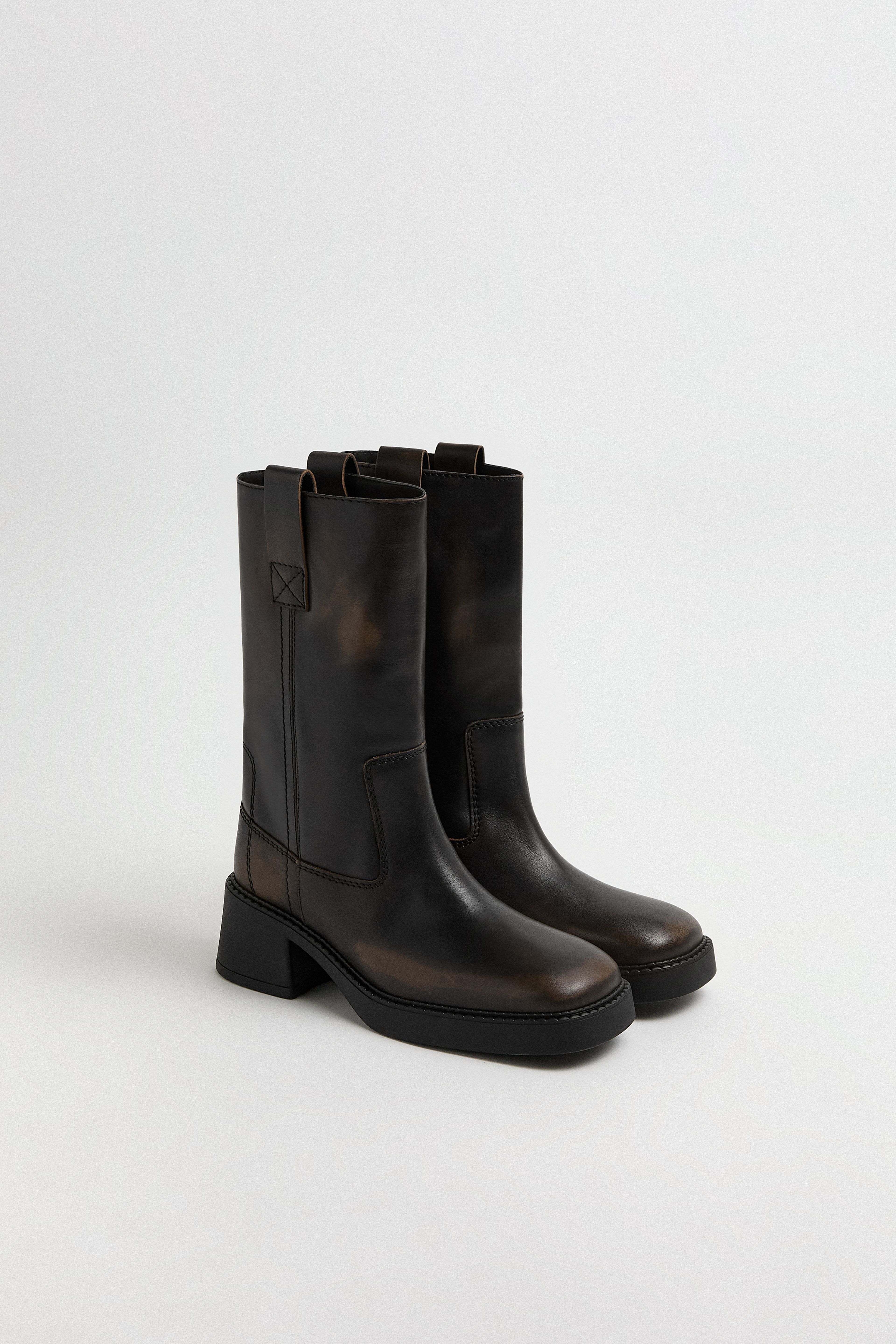 Inaya Boots - Brown Brush Off Leather | Miista | Designed & Handmade in Europe