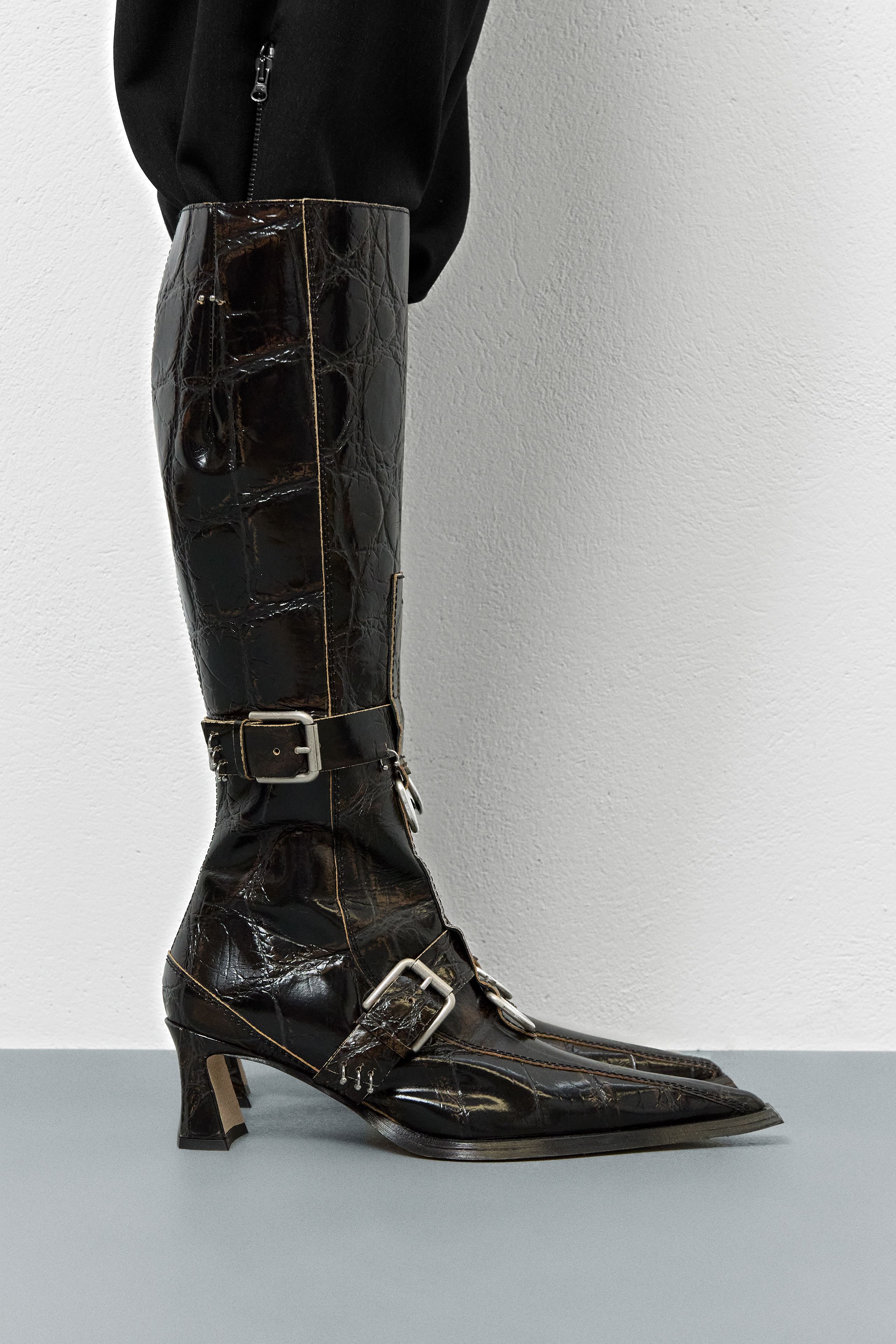 Eliya Brown Coco Buckled Tall Boots | Miista | Designed & Handmade in Europe