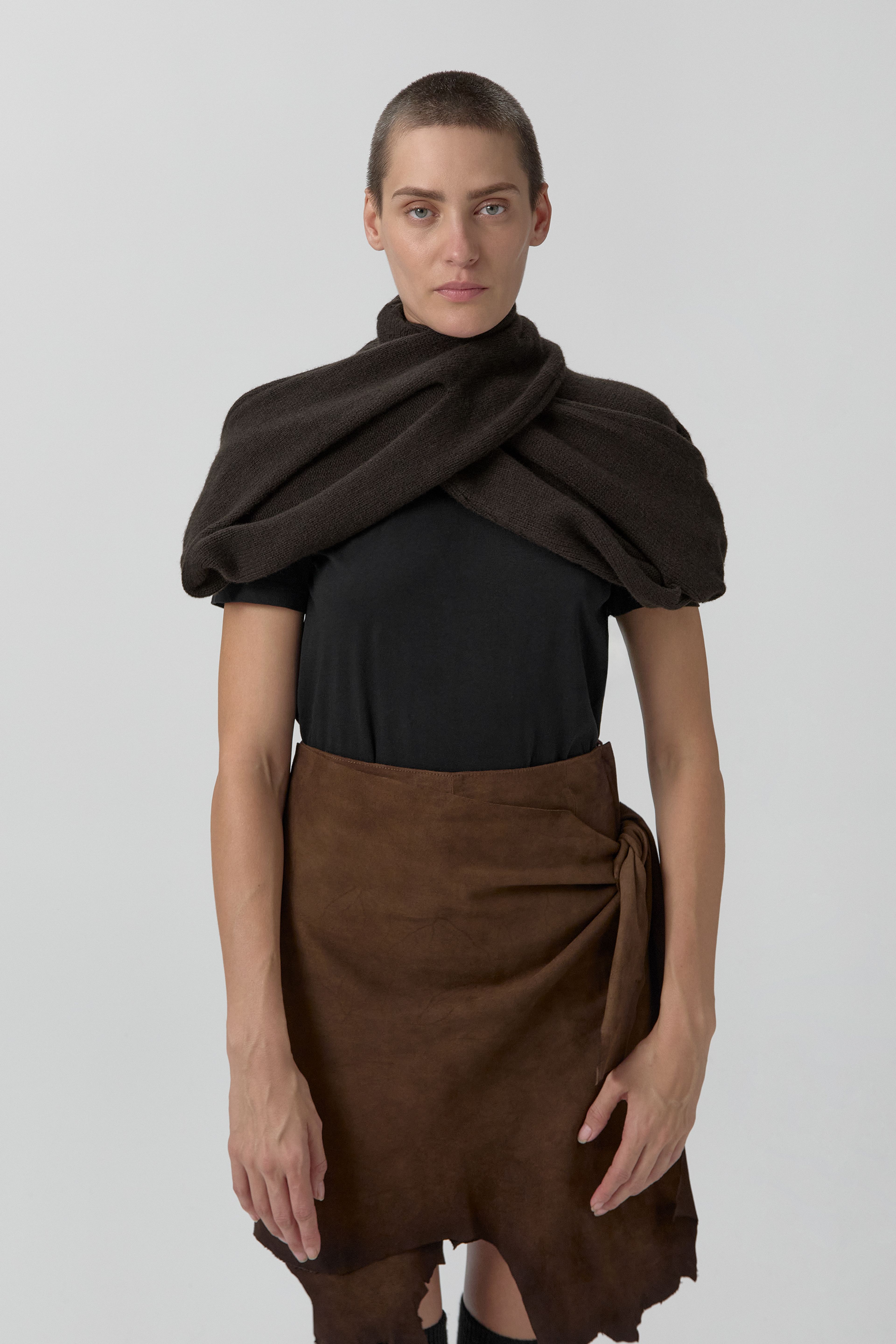 Marlene Sleeves - Brown Cashmere Blend Knit | Miista | Designed & Handmade in Europe