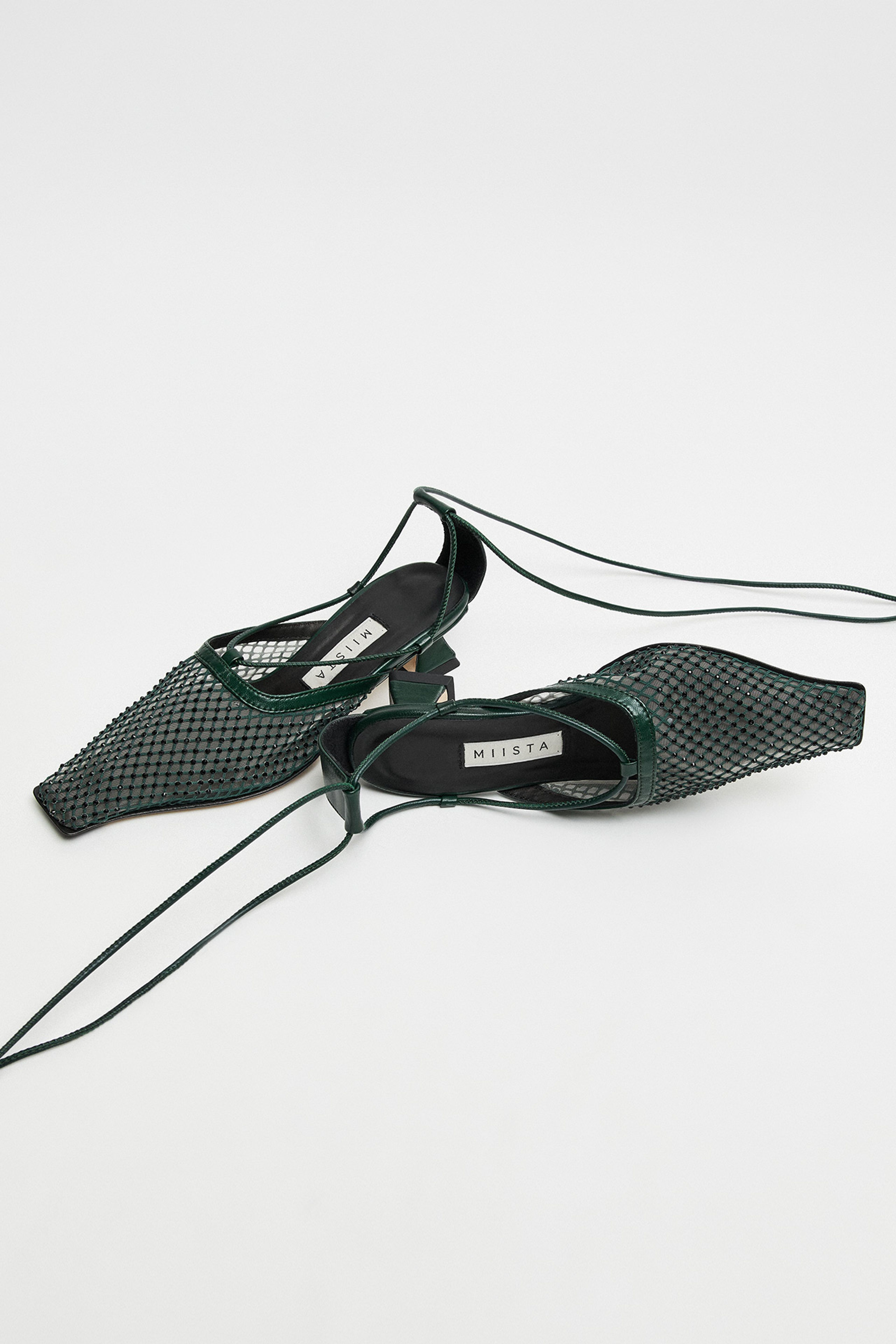 Andes Green Mesh Mule Sandals | Miista Europe | Made in Portugal