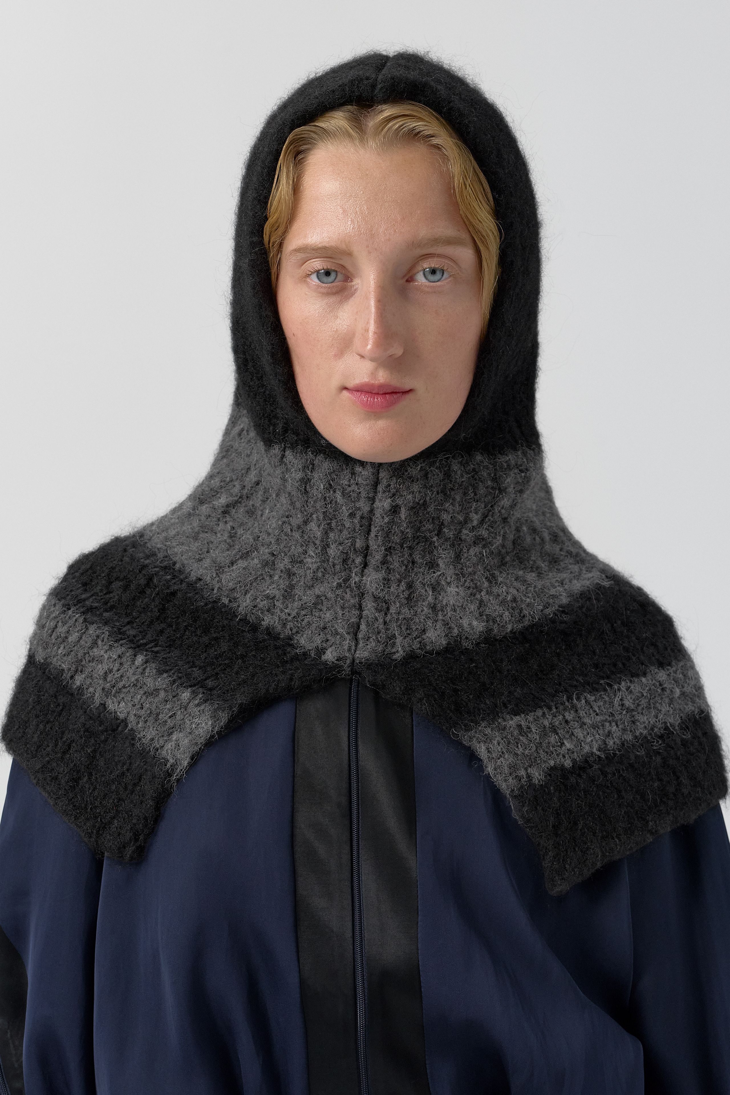 Mona Balaclava - Black Grey Fine Alpaca Knit | Miista | Designed & Handmade in Europe