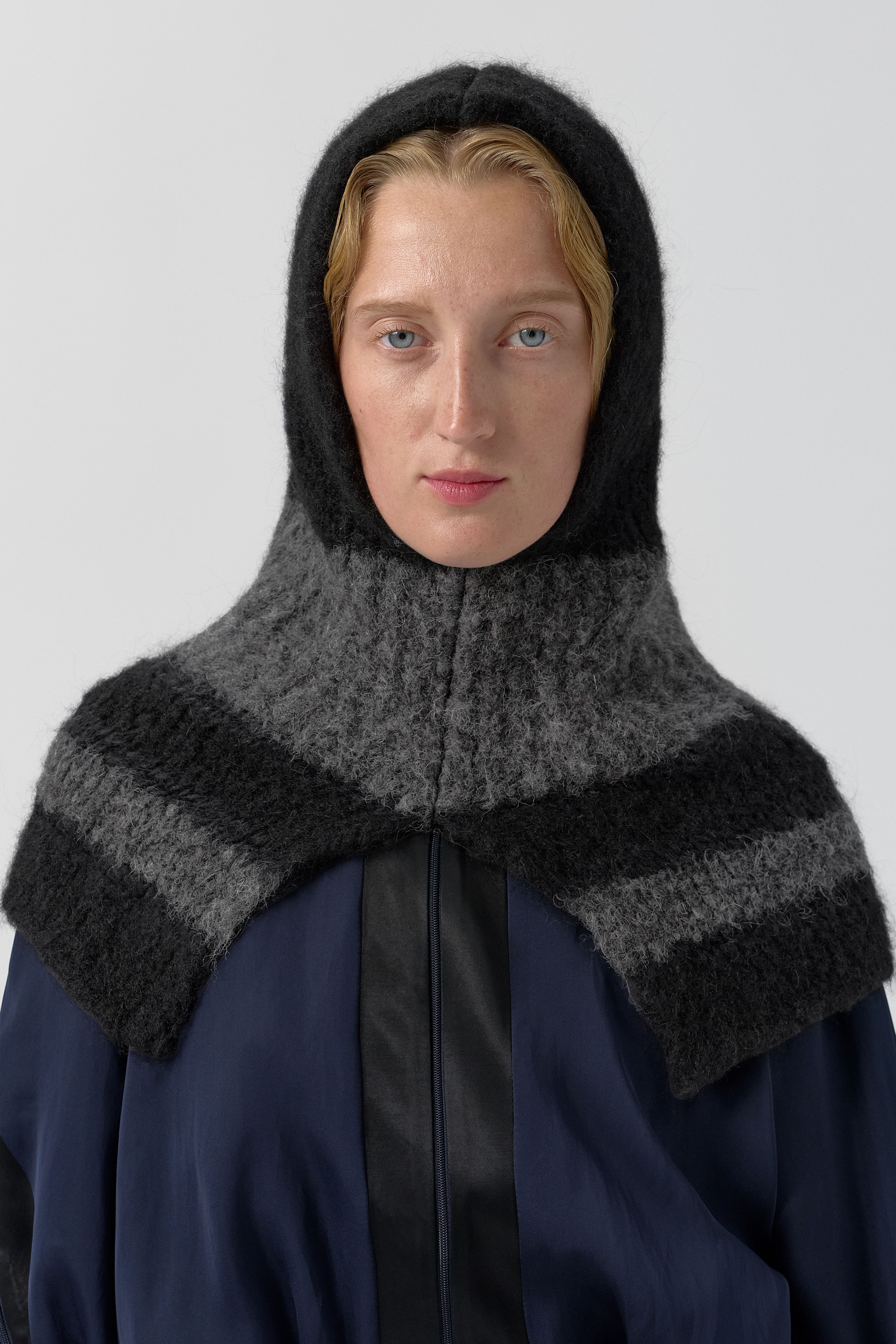 Mona Balaclava - Black Grey Fine Alpaca Knit | Miista | Designed & Handmade in Europe