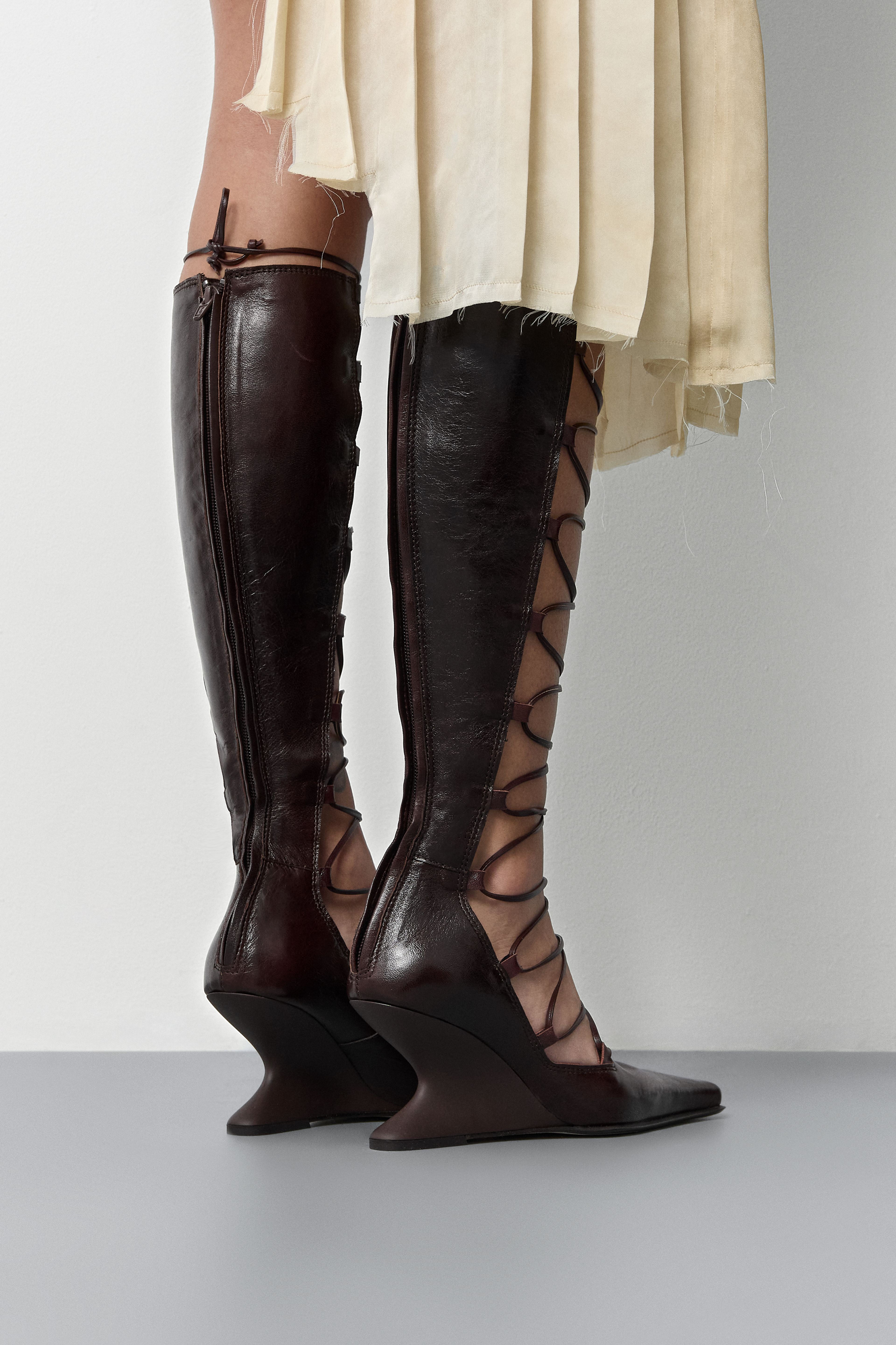 Lena Brown Lace Up Wedge Courts | Miista | Designed & Handmade in Europe