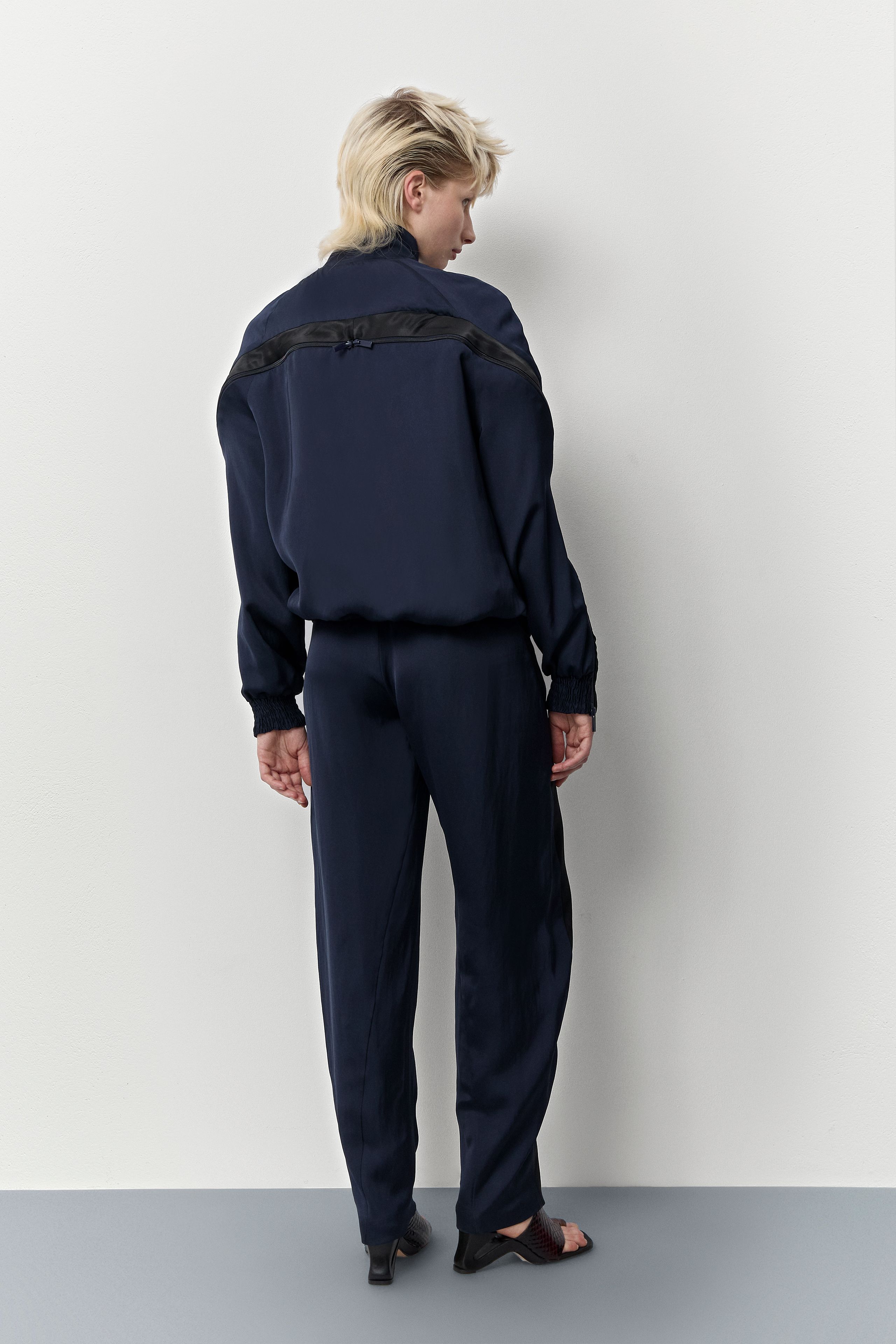 Callista Deep Blue And Black Track Pants | Miista | Designed & Handmade in Europe