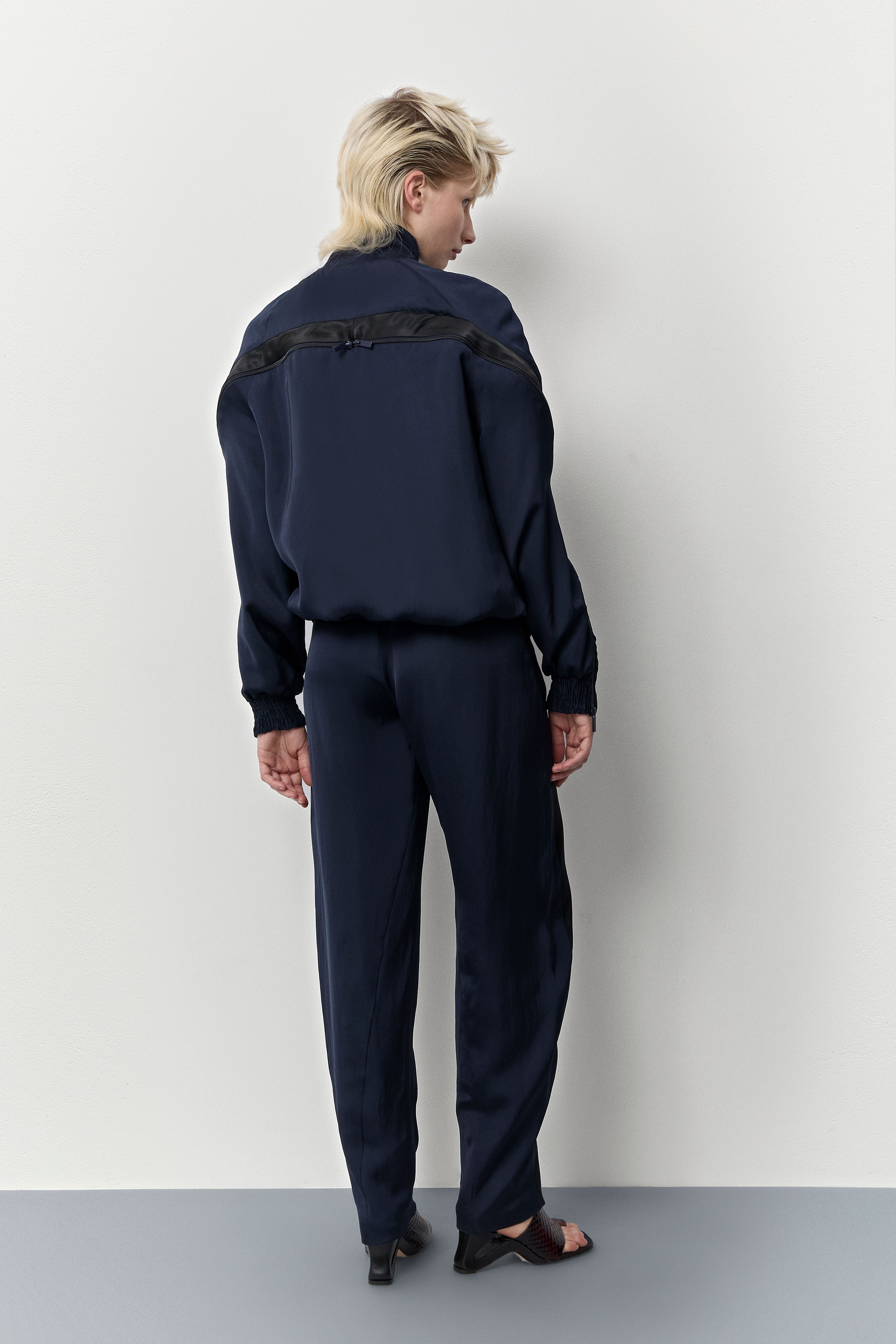 Callista Deep Blue And Black Track Pants | Miista | Designed & Handmade in Europe