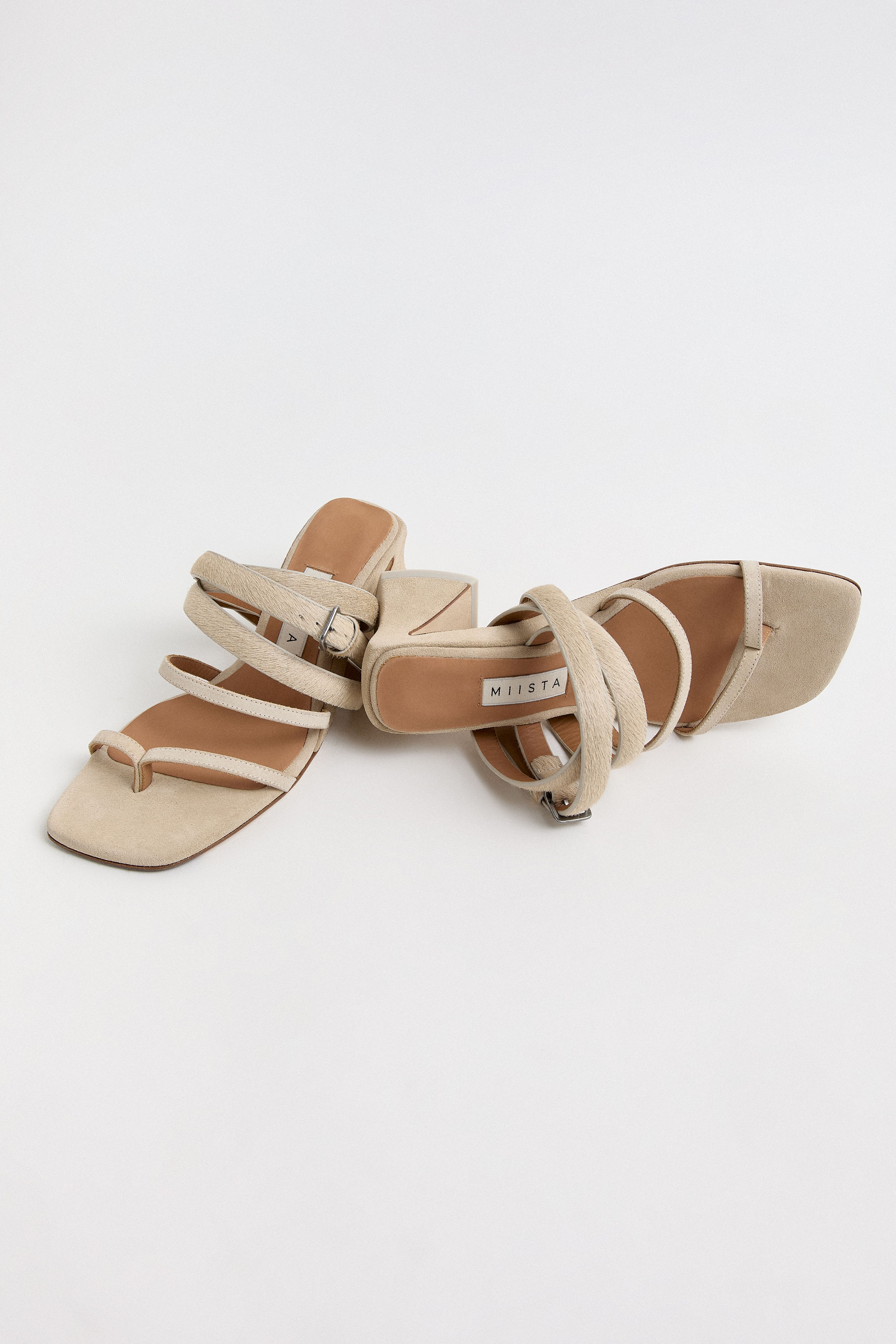 Shantala Beige Pony Belted Sandals | Miista | Designed & Handmade in Europe