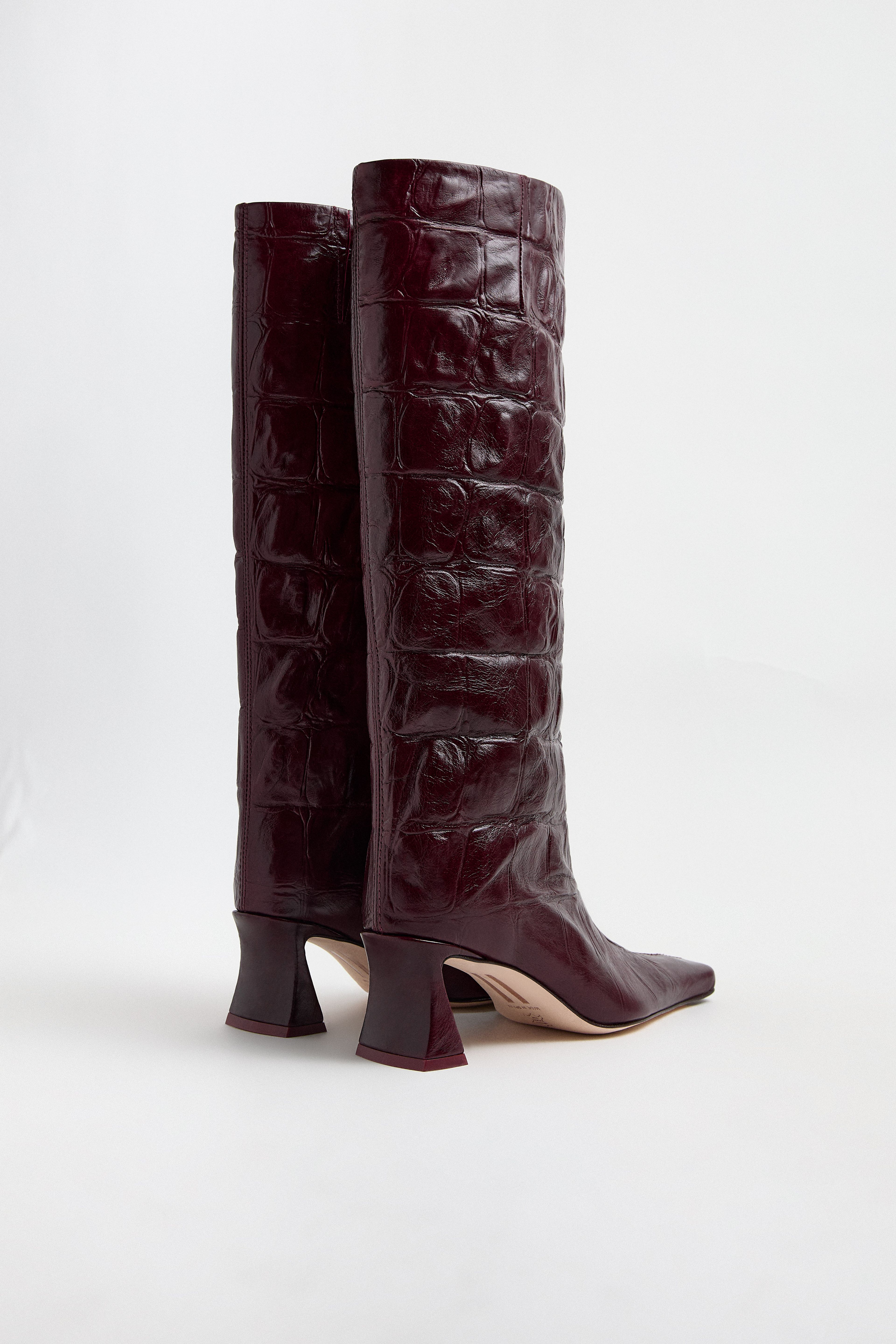 Bluma Boots -  Plum Croc Embossed Leather | Miista | Designed & Handmade in Europe