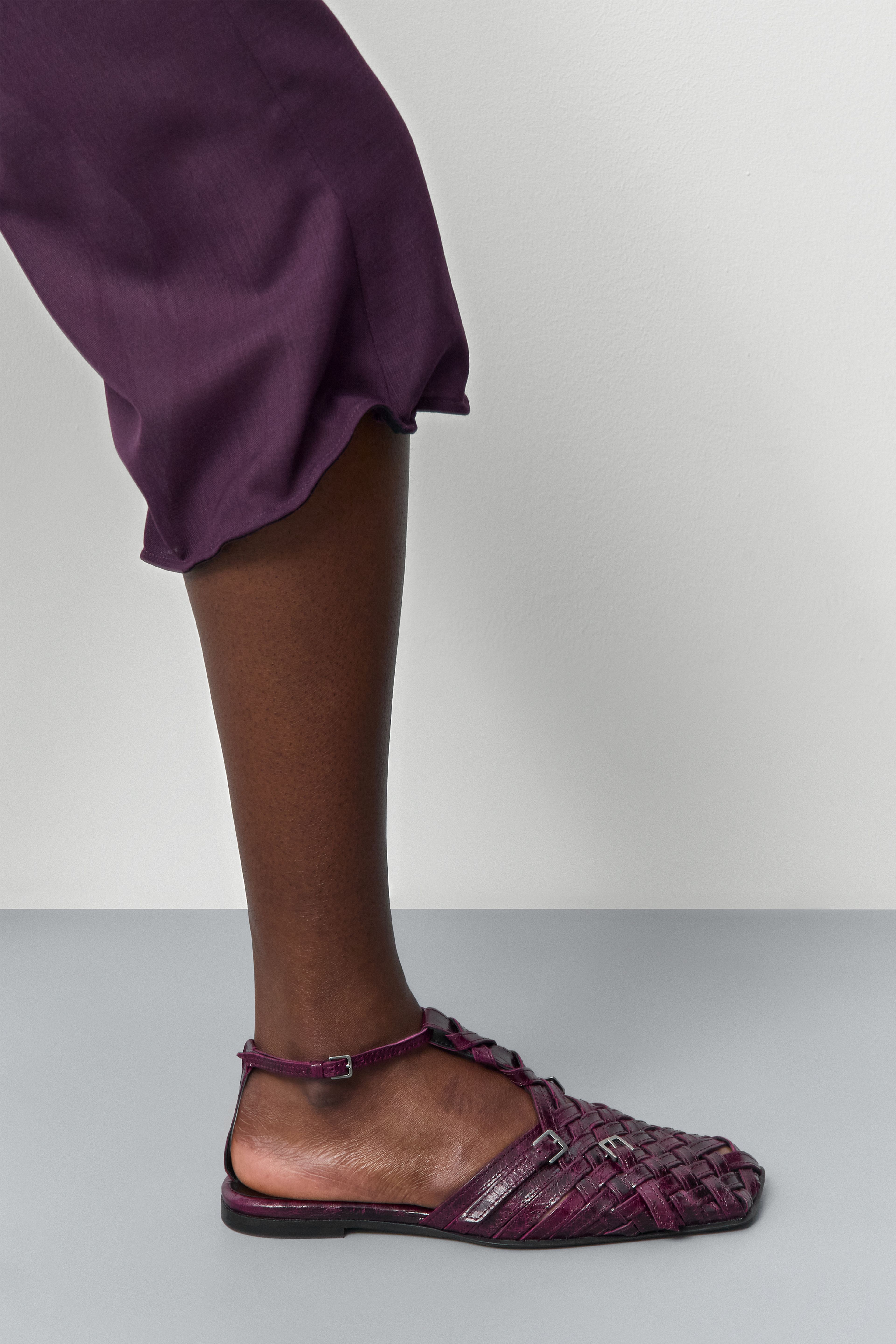Mayra Purple Woven Leather Sandals | Miista | Designed & Handmade in Europe
