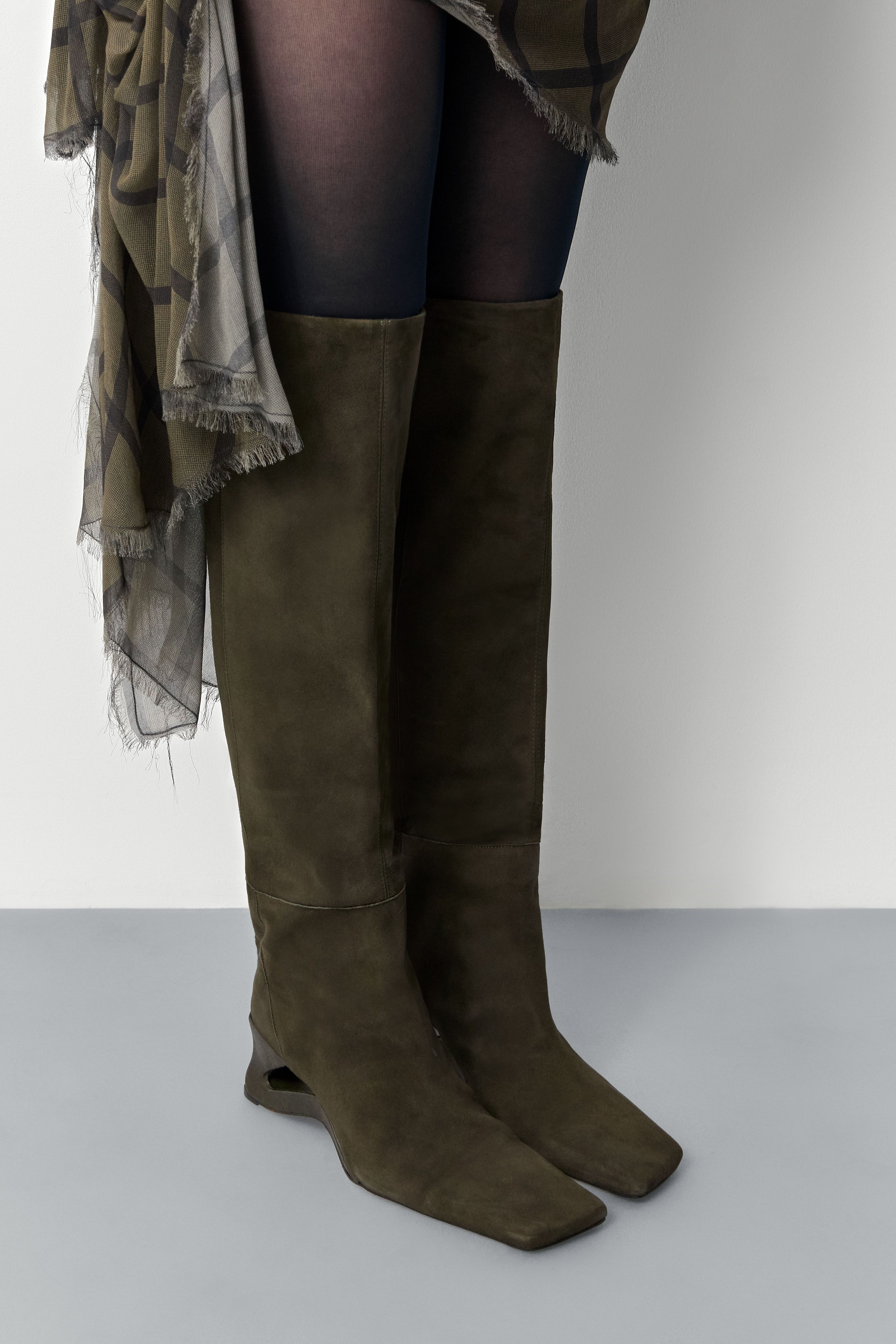 Leny Khaki Suede Tall Boots | Miista | Designed & Handmade in Europe