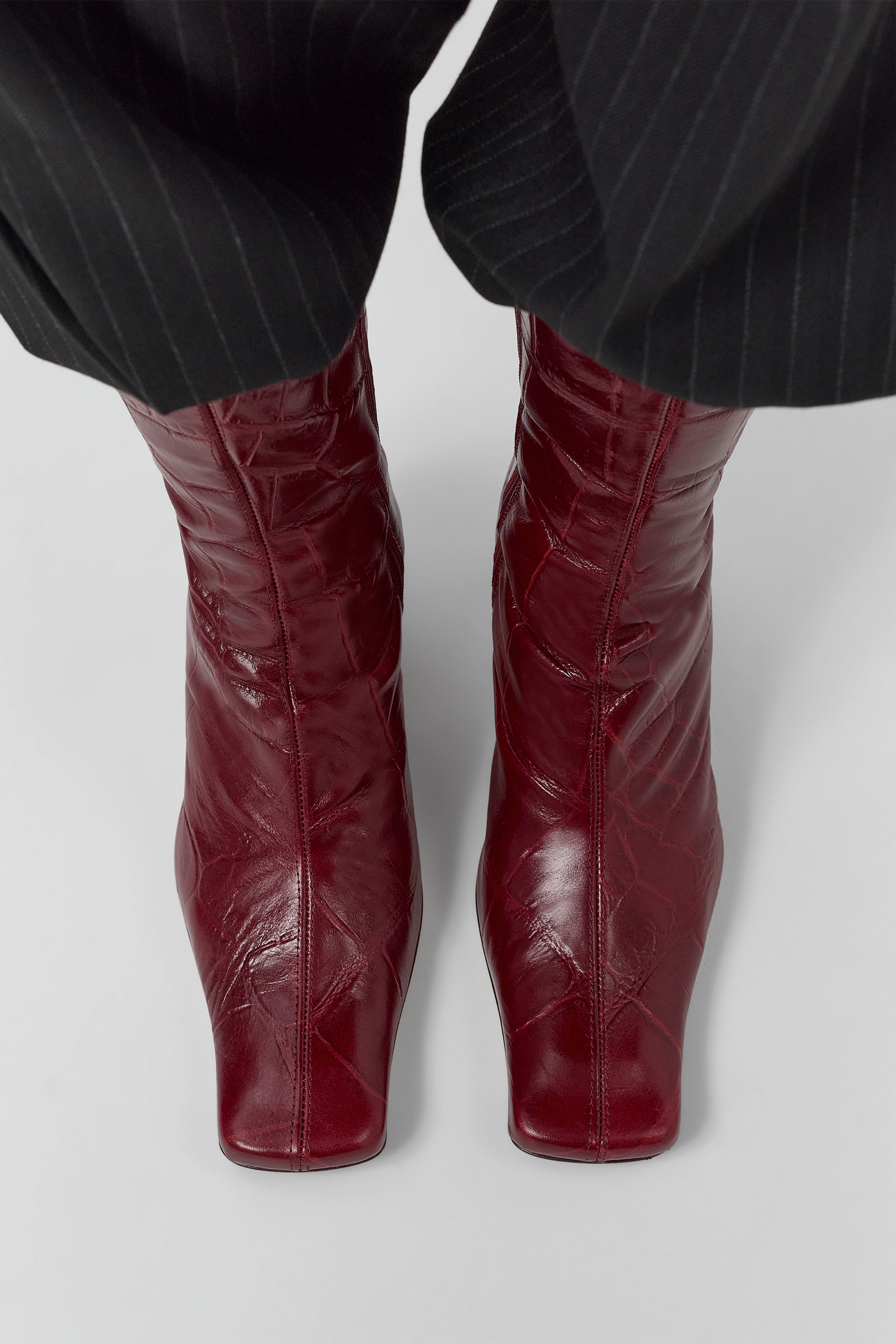 Araxi Boots -  Red Croc Embossed Leather  | Miista | Designed & Handmade in Europe