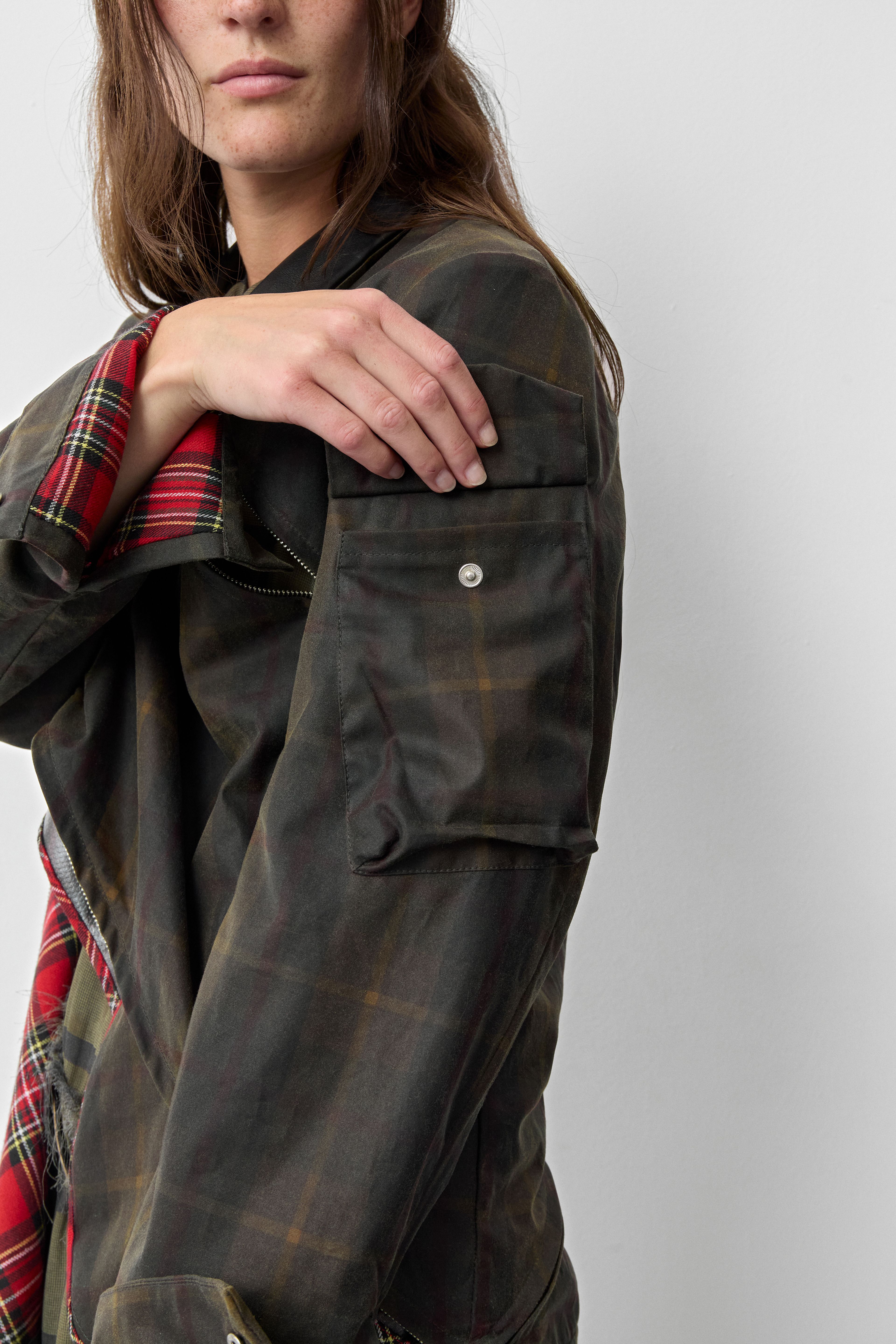 Marla Brown Checked Detachable Jacket | Miista | Designed & Handmade in Europe