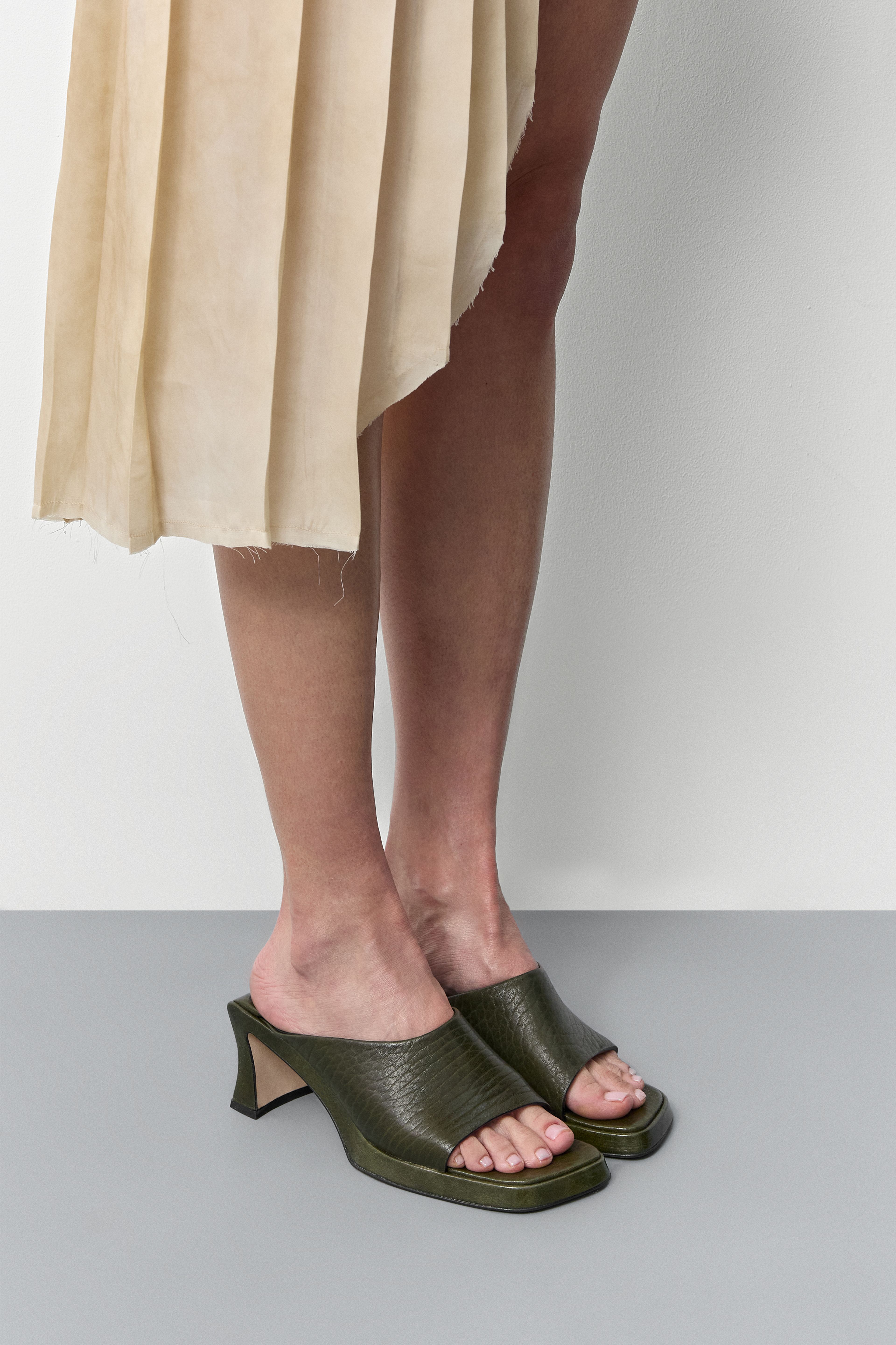  Sonali Khaki Asymmetric Sandals | Miista | Designed & Handmade in Europe