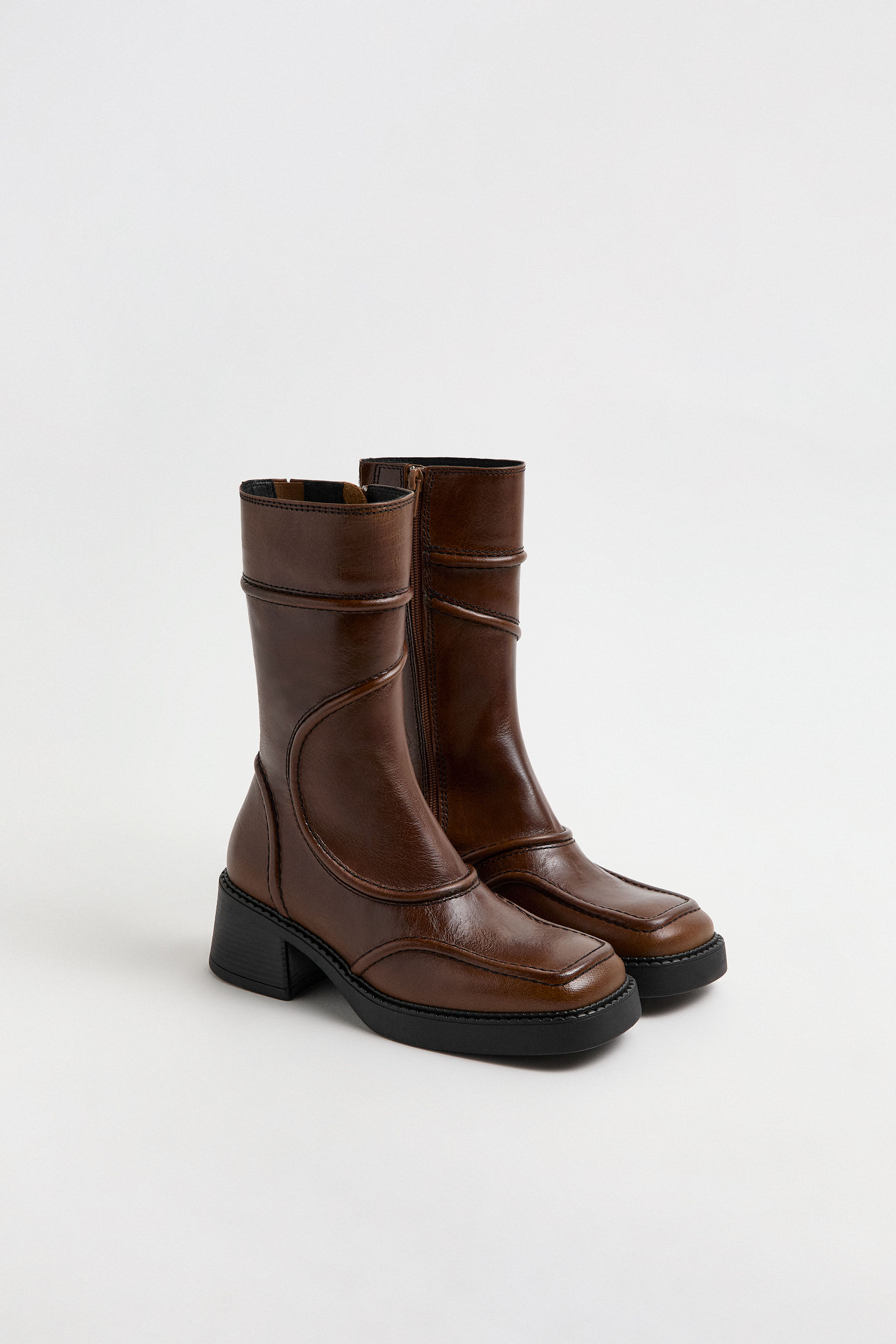 Malene Boots - Tan Leather Black Stitching | Miista | Designed & Handmade in Europe