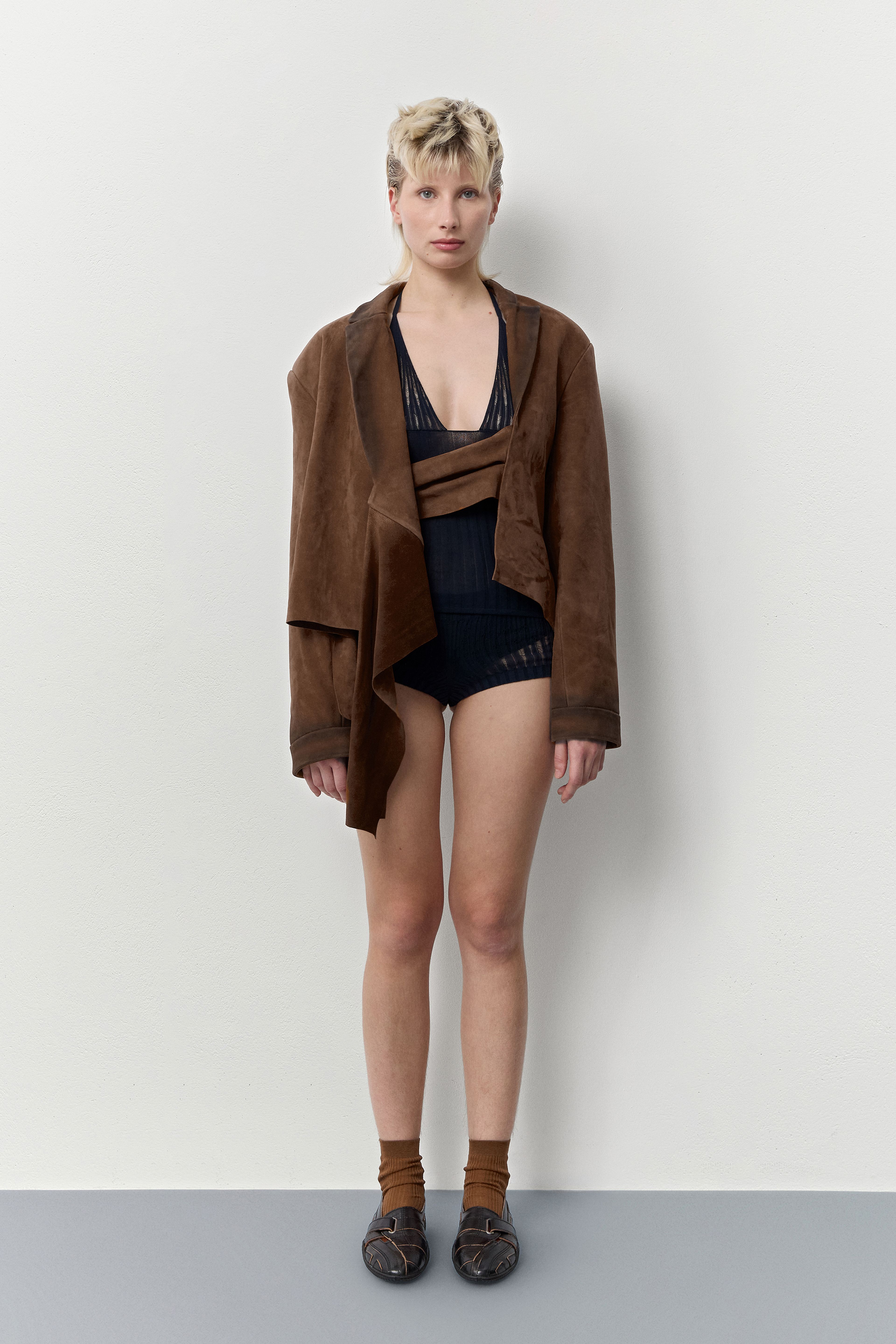 Beatriz Navy Knit Mini Shorts | Miista | Designed & Handmade in Europe