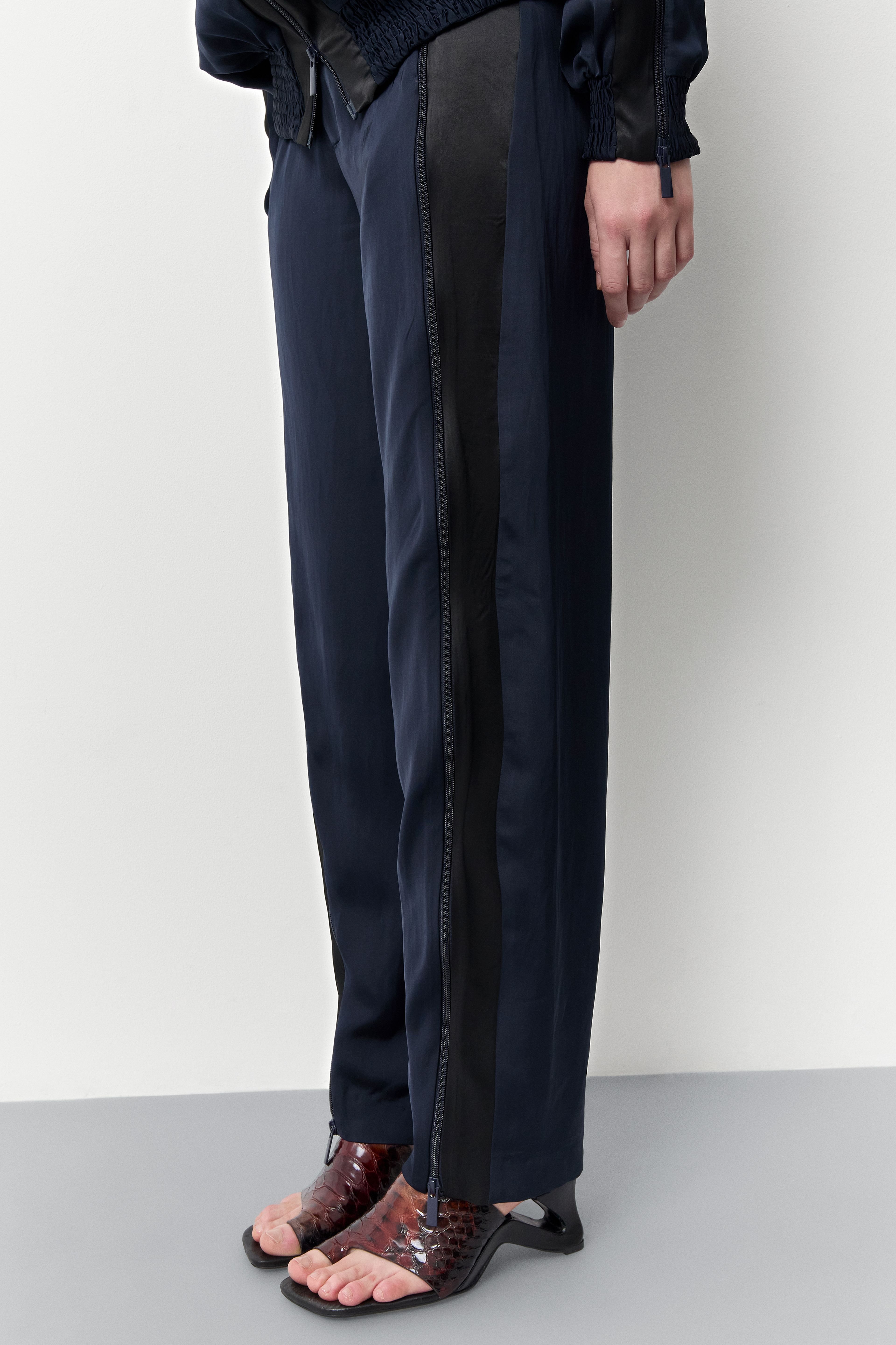 Callista Deep Blue And Black Track Pants | Miista | Designed & Handmade in Europe