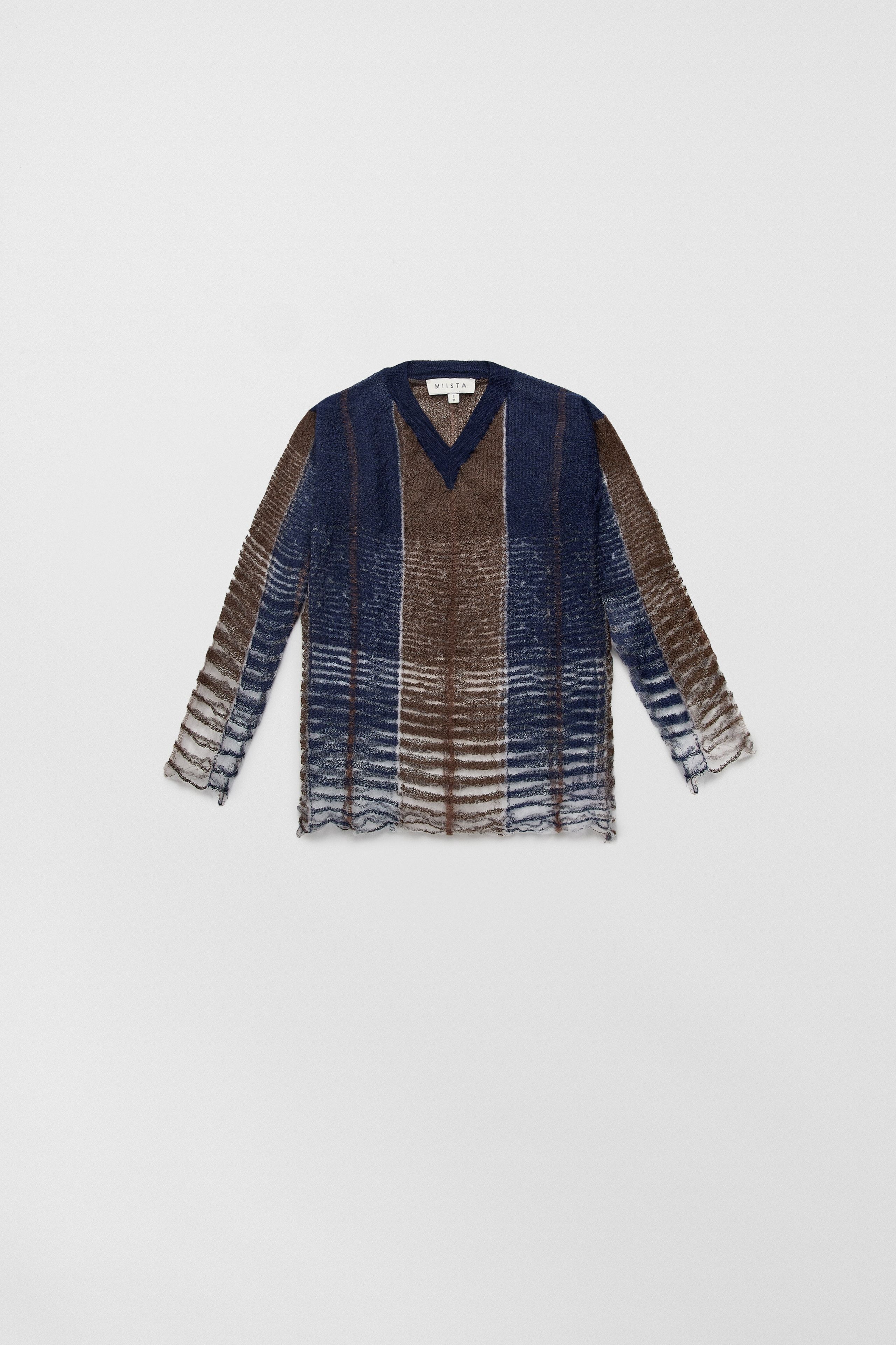 Zenai Jumper - Navy Stripes Mohair Knit | Miista