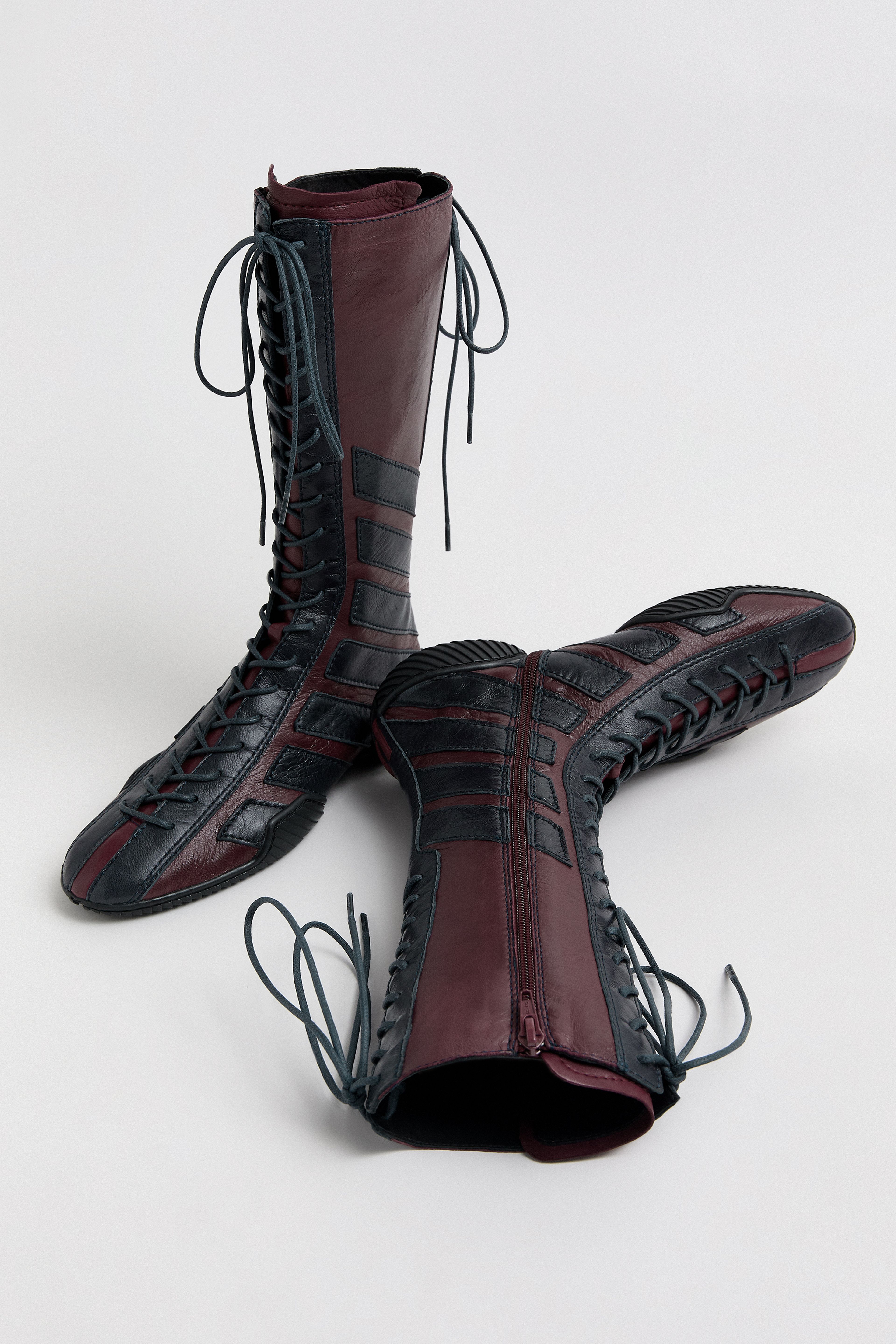 Imogen Burgundy Navy Lace Sneaker Boots | Miista | Designed & Handmade in Europe