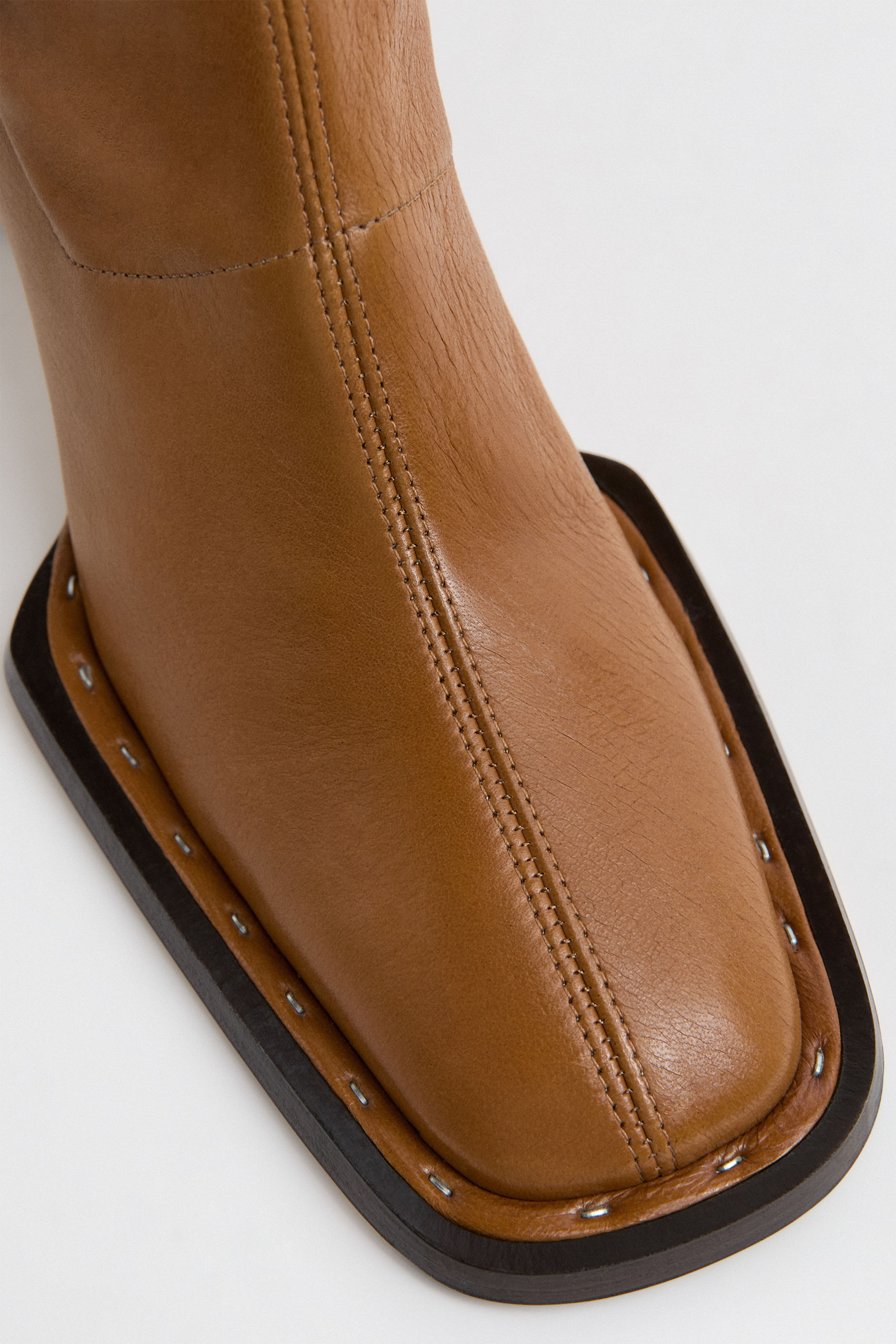 Chasity Boots Caramel Stretch Nappa | Miista | Designed & Handmade in Europe