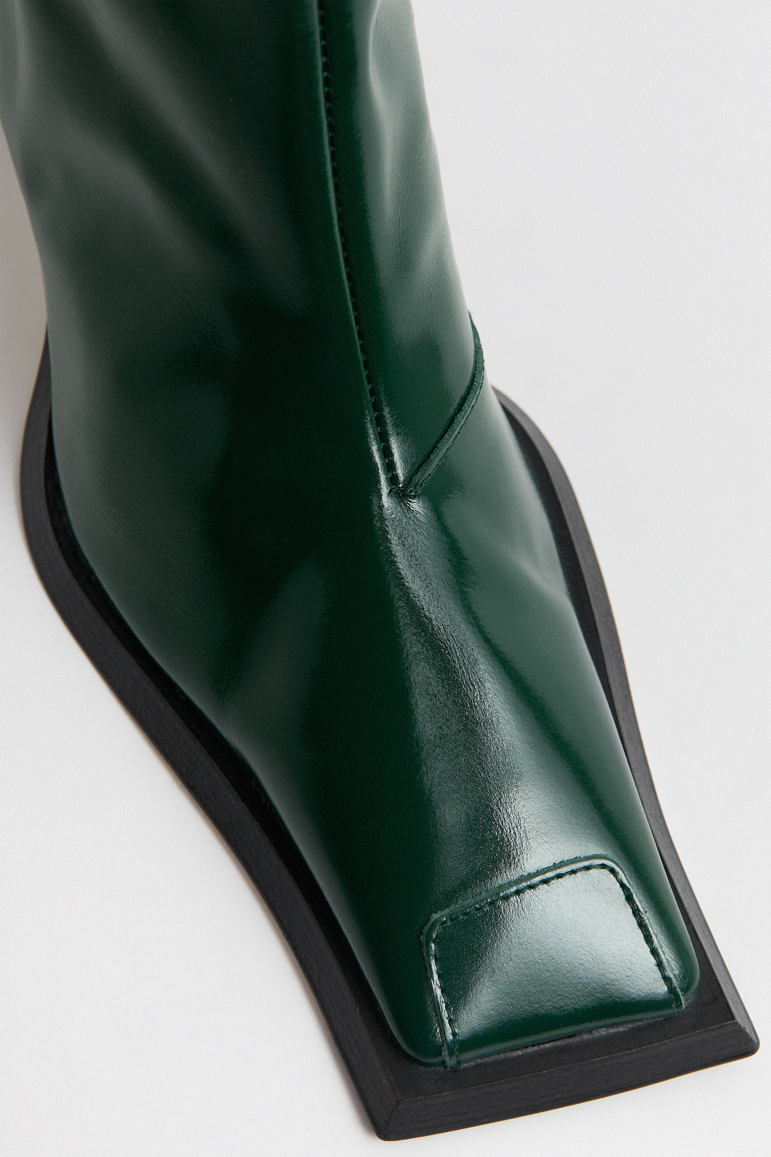 Alfreda Boots - Dark Green Leather | Miista