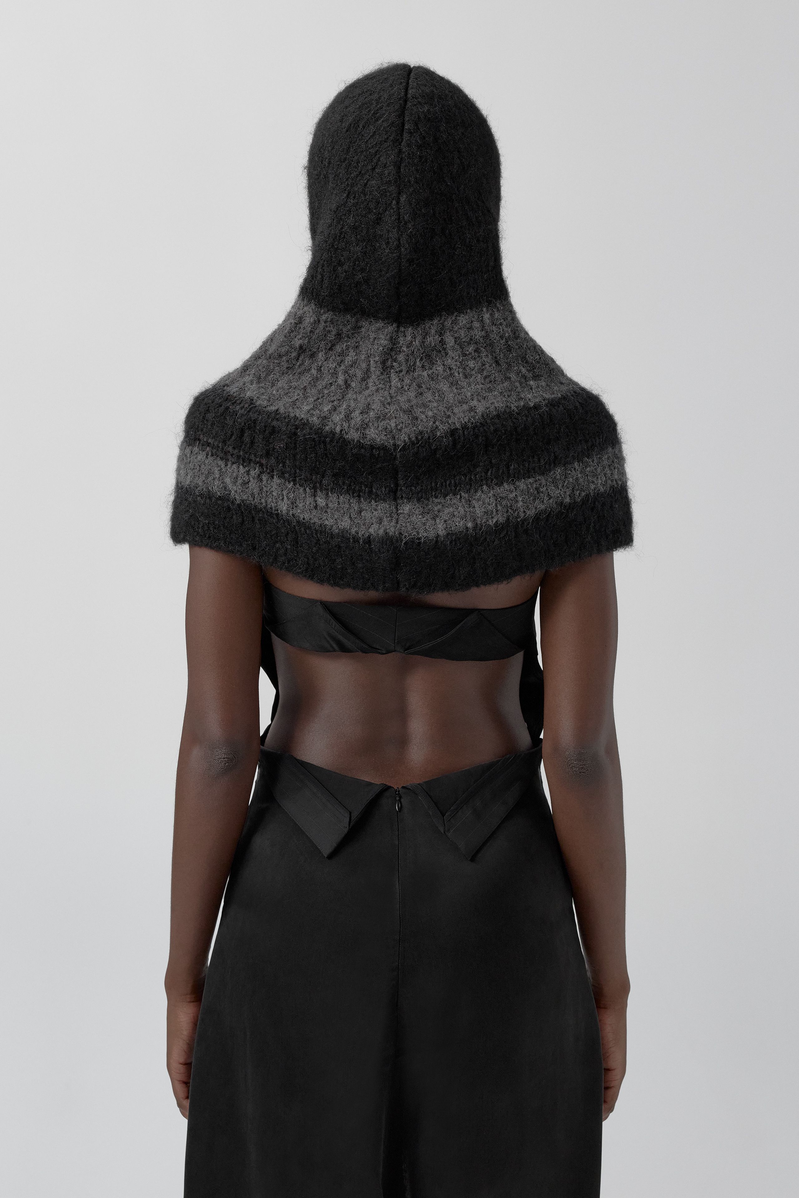 Mona Balaclava - Black Grey Fine Alpaca Knit | Miista
