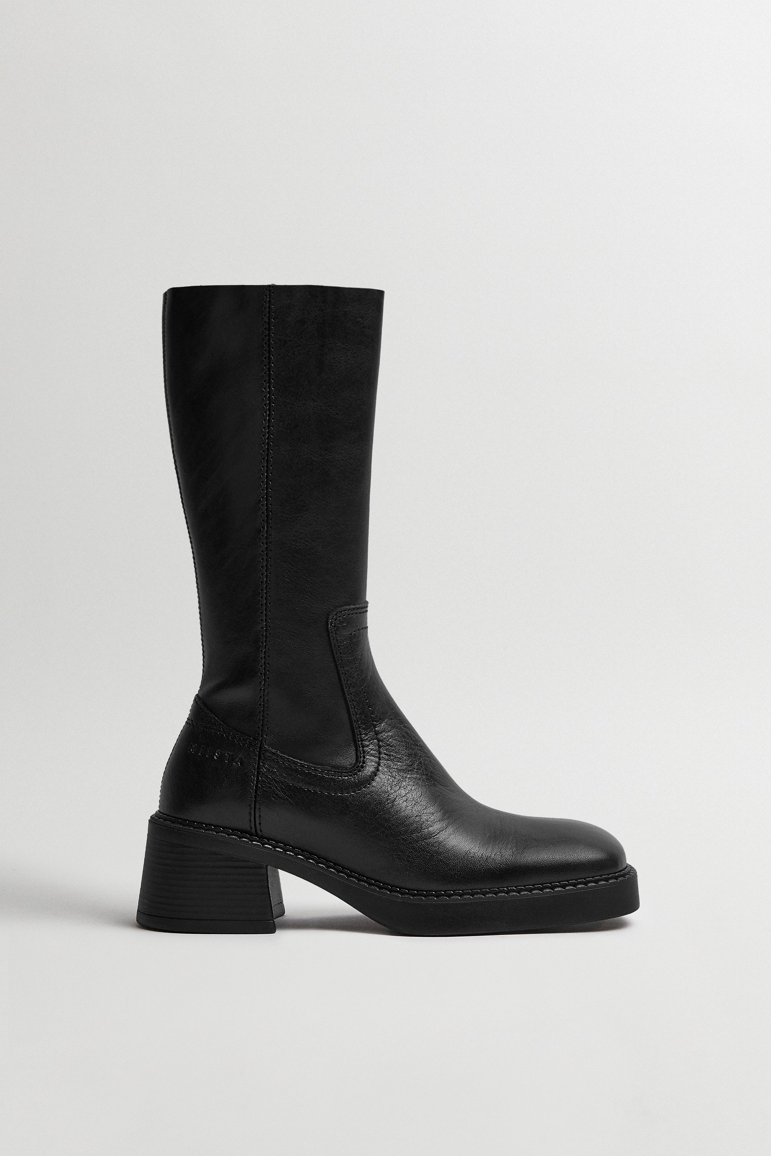 Marlies Boots - Black Leather | Miista