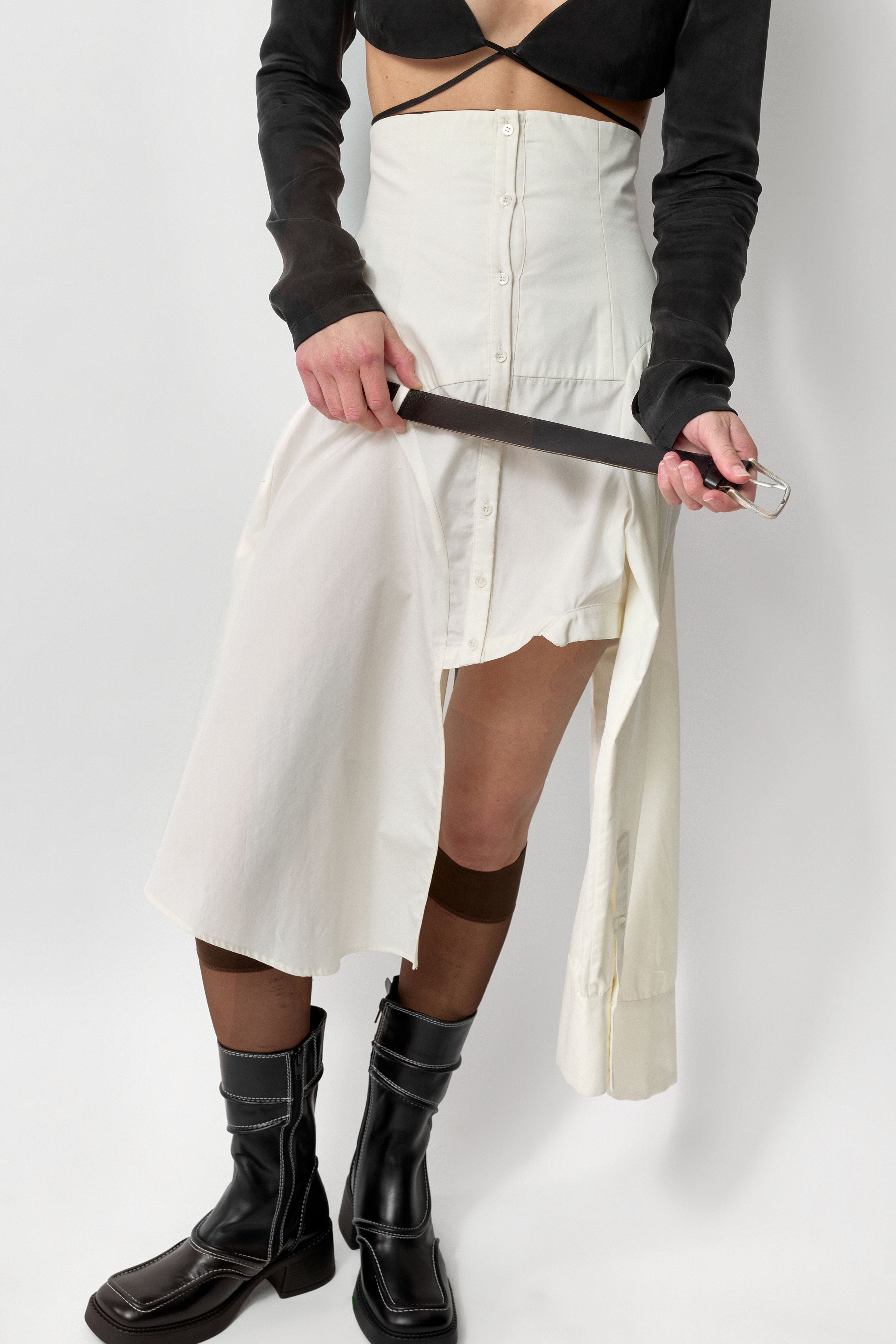 Andrea Skirt - Beige Cotton | Miista | Designed & Handmade in Europe