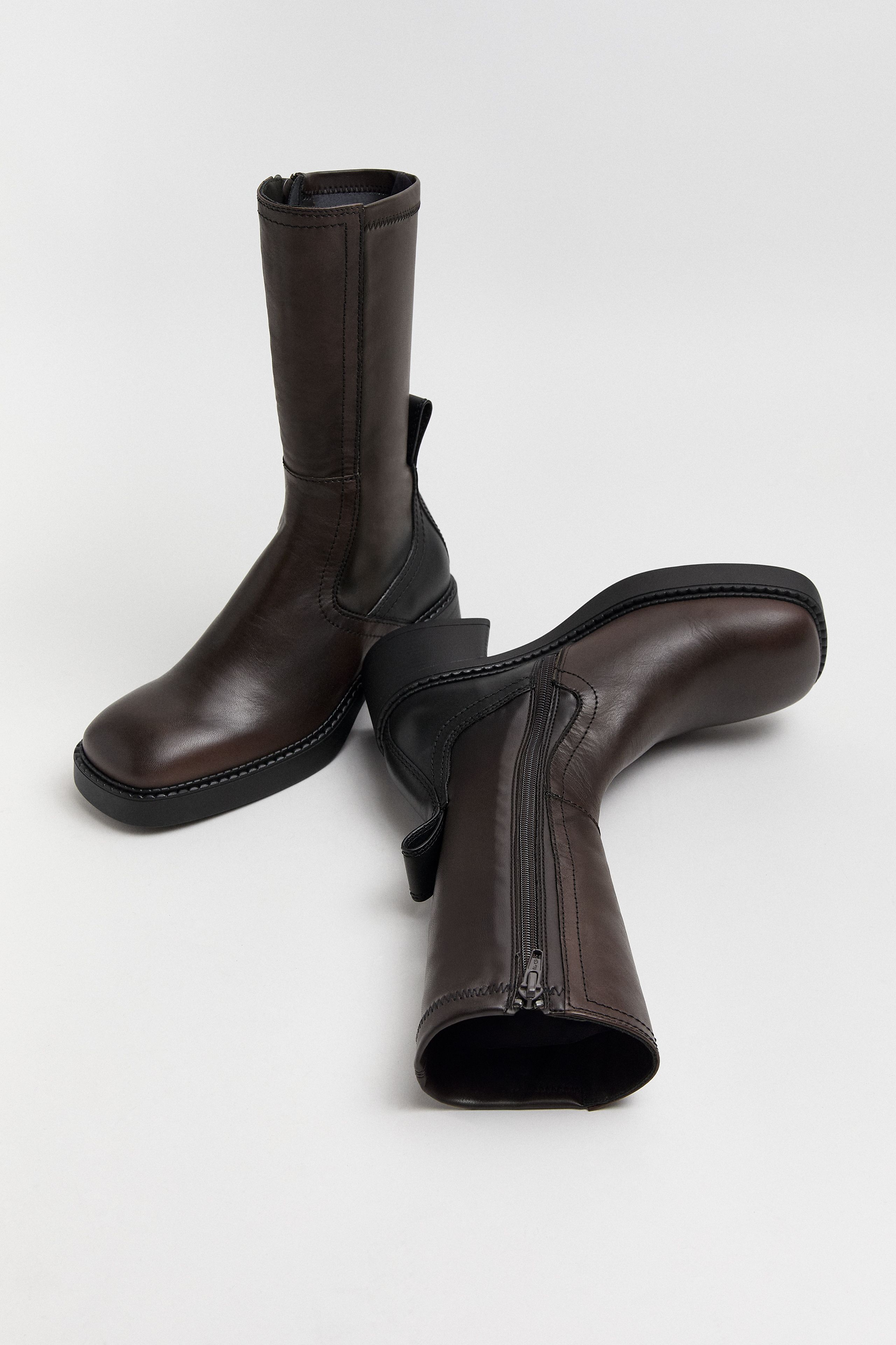 Fabi Boots - Brown Bicolour Stretch Leather | Miista