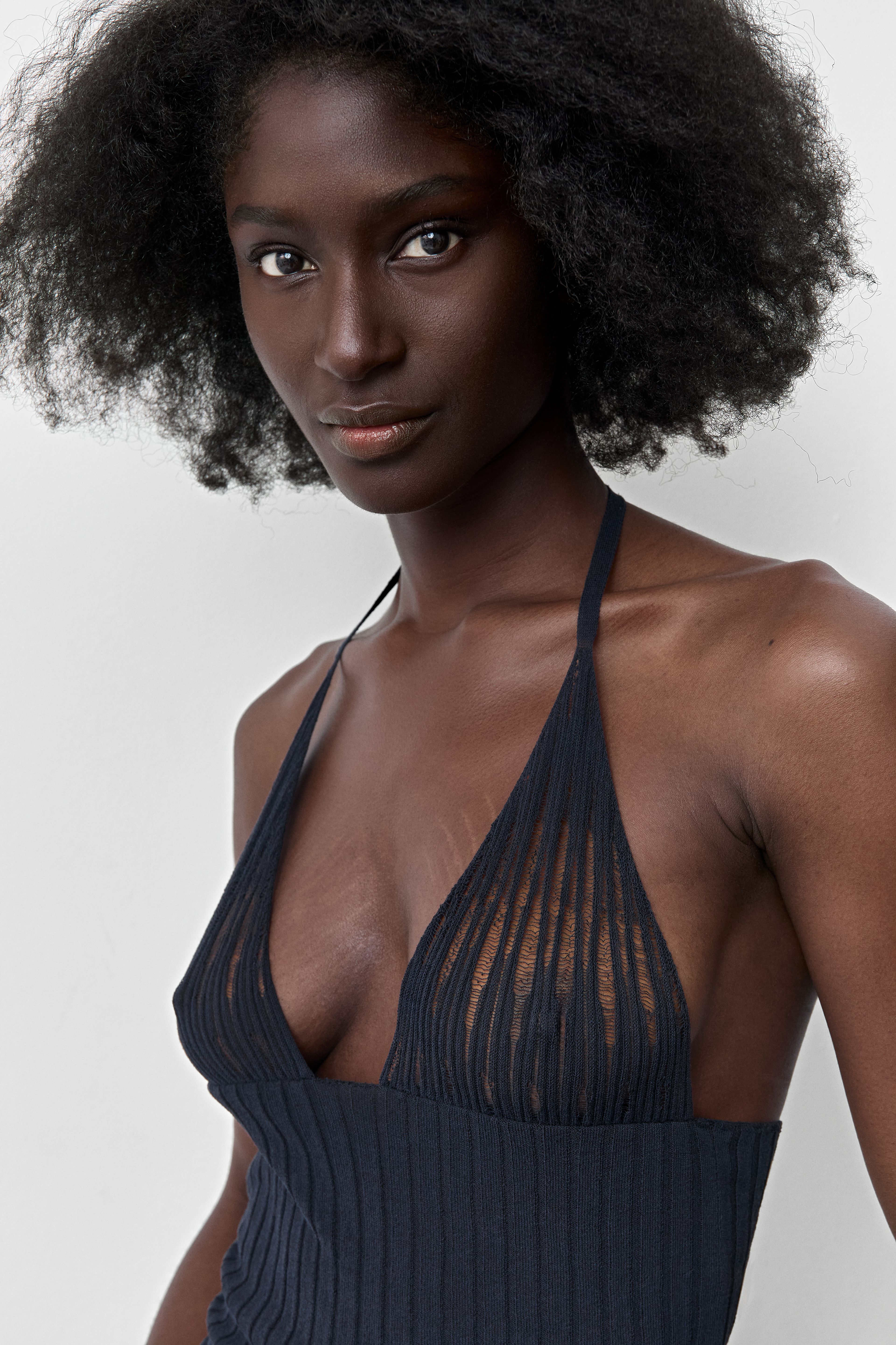 Romina Navy Halter Knit Top | Miista | Designed & Handmade in Europe