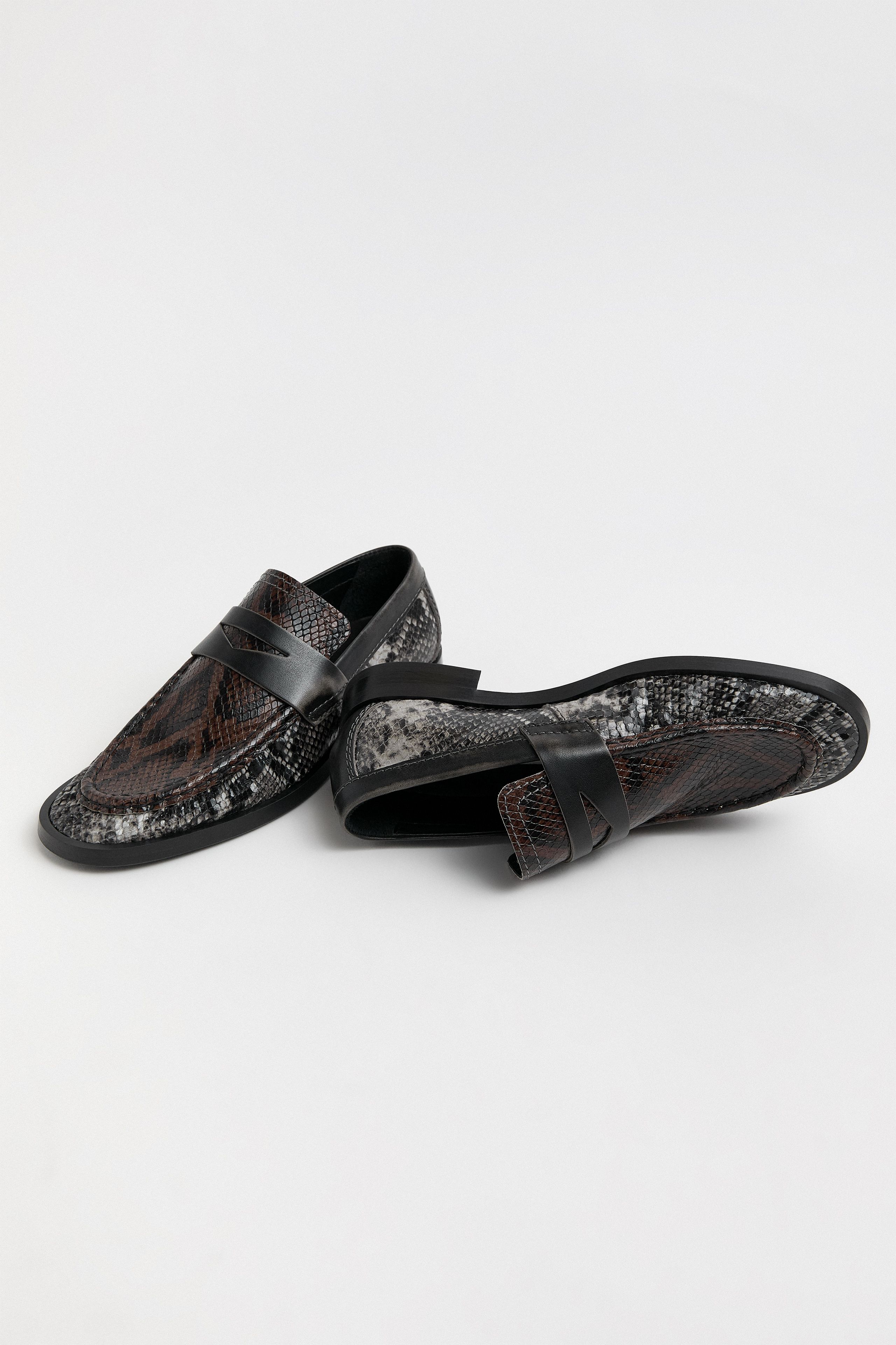 Zita Loafers - Grey Snake Embossed Leather | Miista
