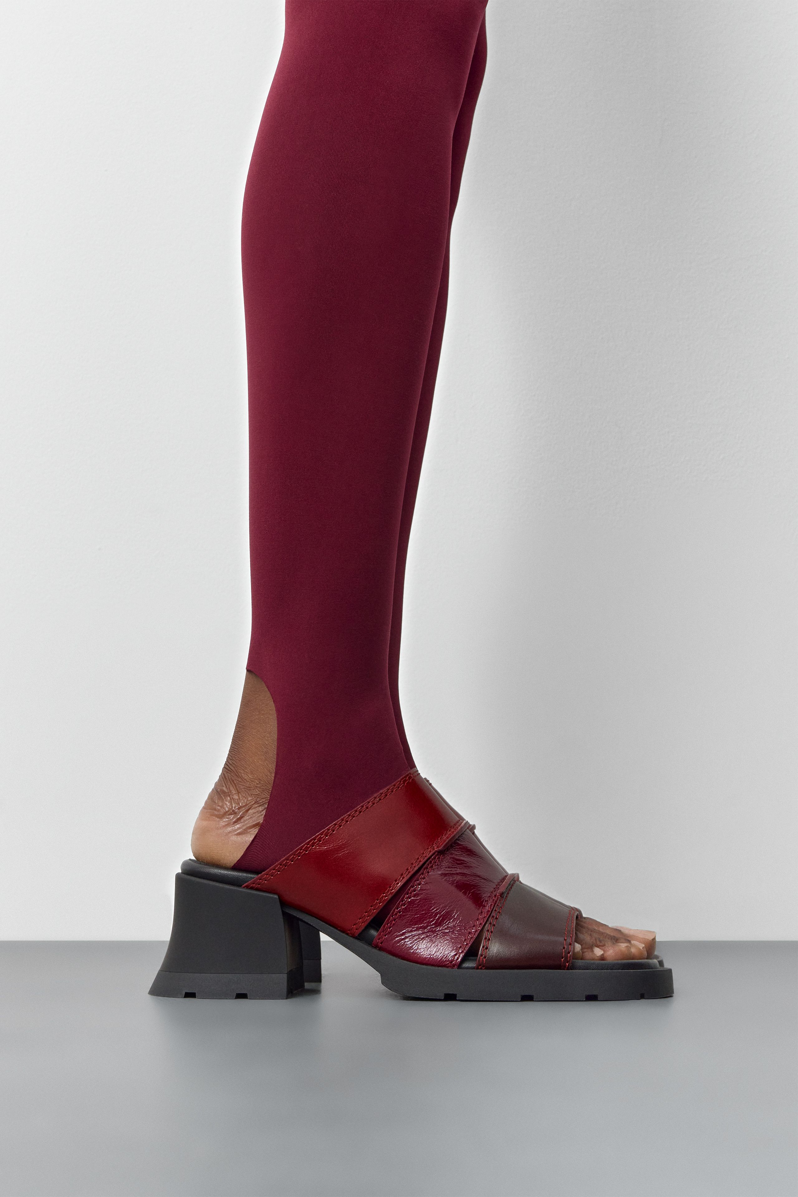 Jadzia Sandals - Burgundy Patchwork Shiny Leather | Miista