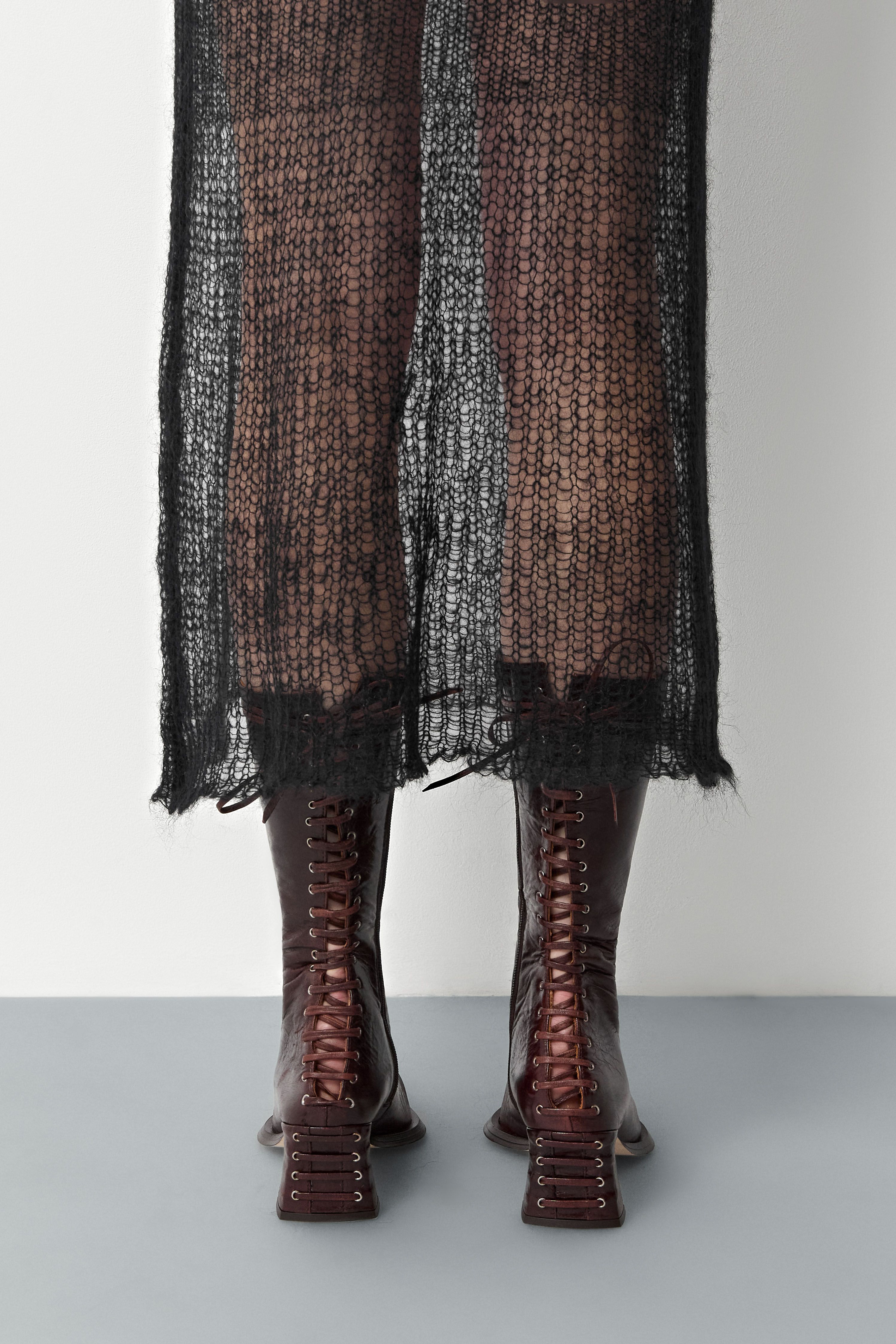 ミーミー Shelley Boots - Brown Lace Leather | Miista