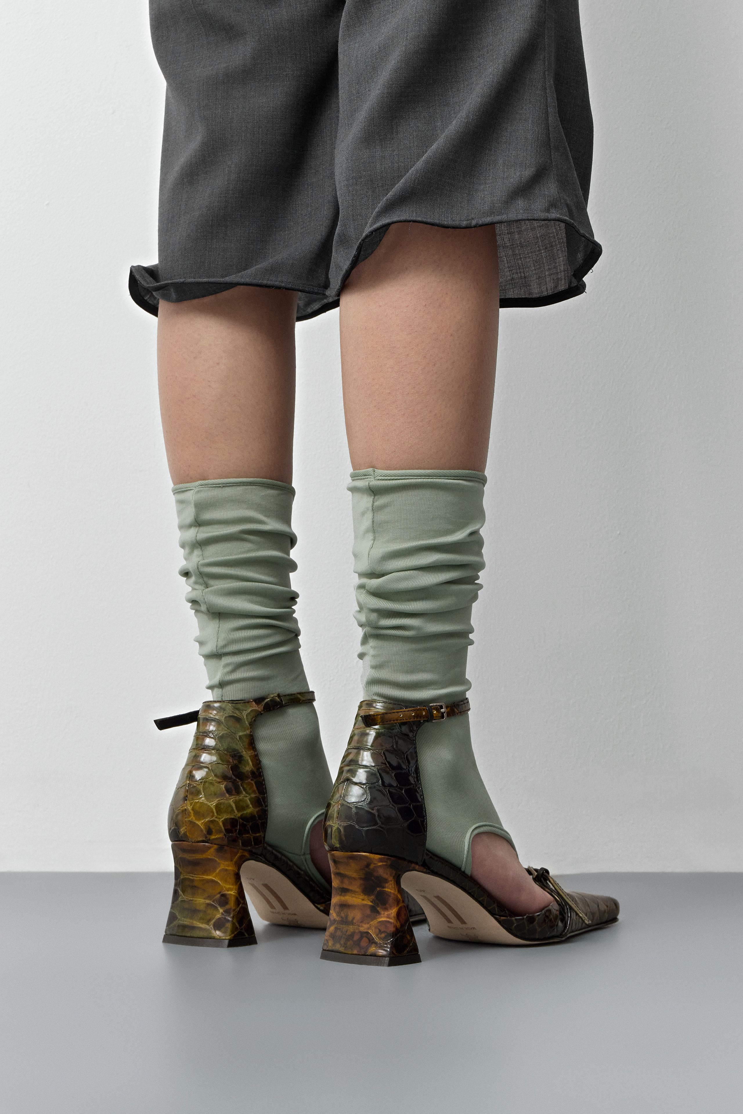 Agna Courts - Green Snake Embossed Leather | Miista