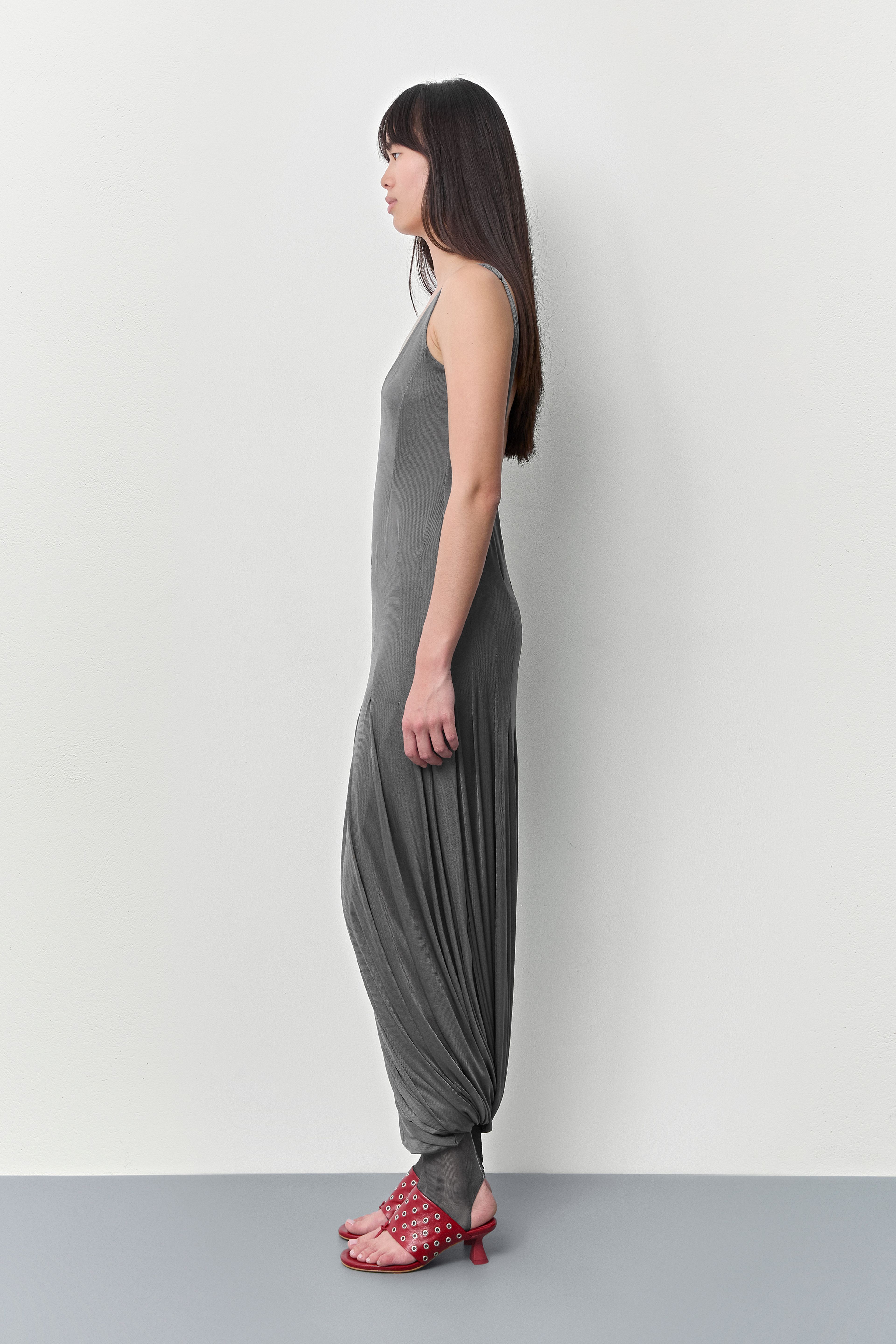 Nyah Dark Grey Twisted Balloon Dress | Miista | Designed & Handmade in Europe