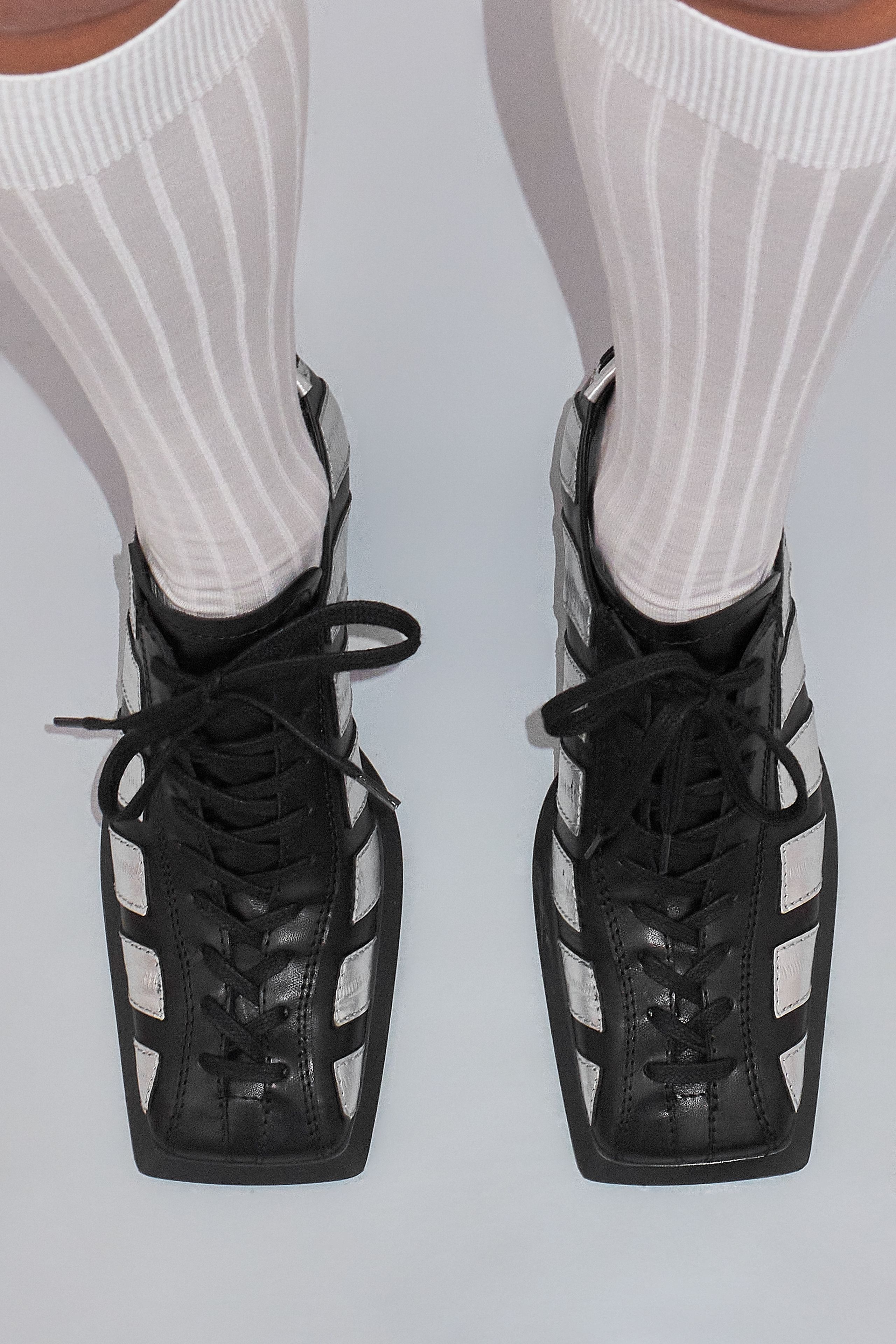 Goldie Silver Wedge Black Sneakers | Designed & Handmade in Europe