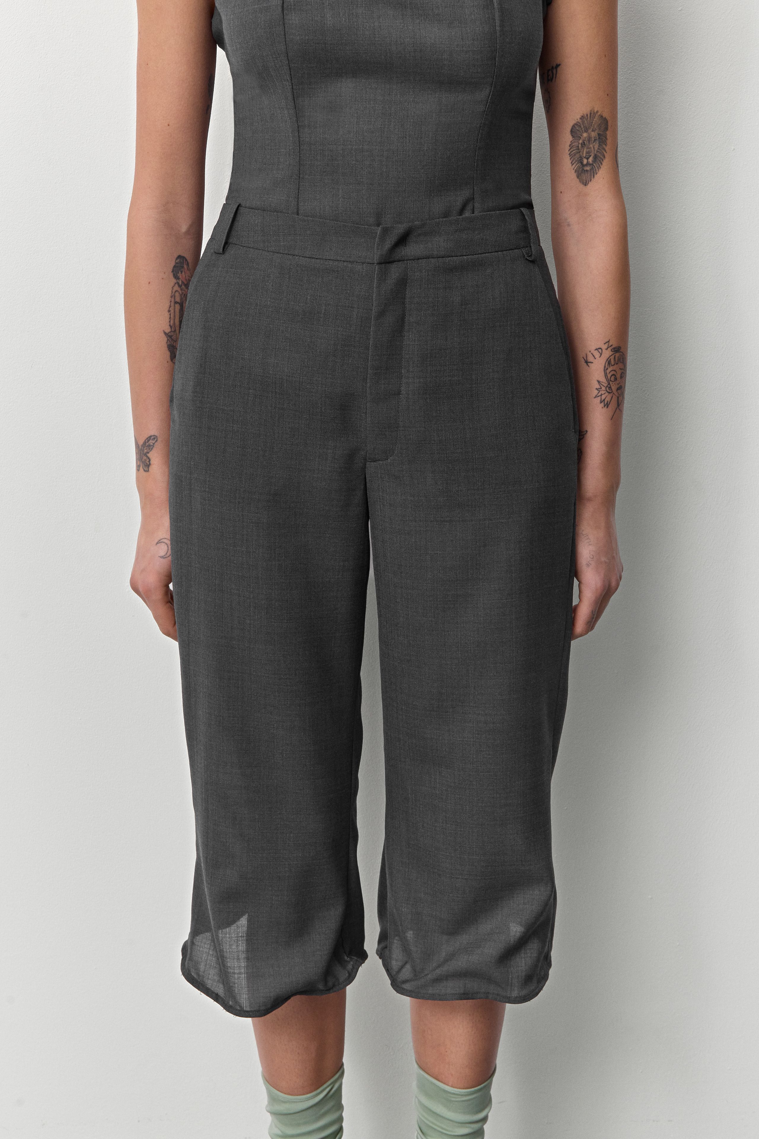 Exene Trousers - Grey Wool Blend | Miista