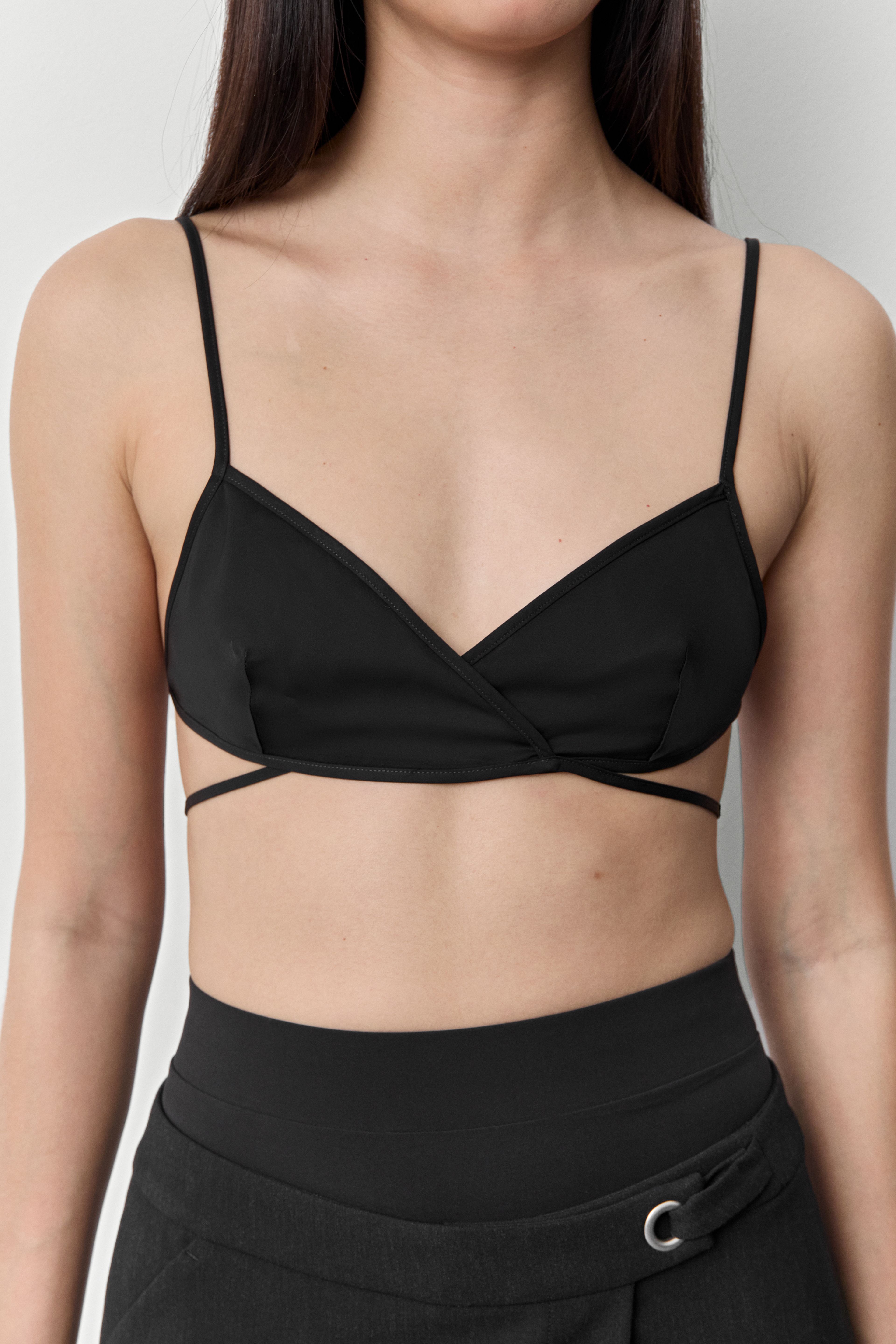 Keir Satin Black Bra | Miista | Designed & Handmade in Europe