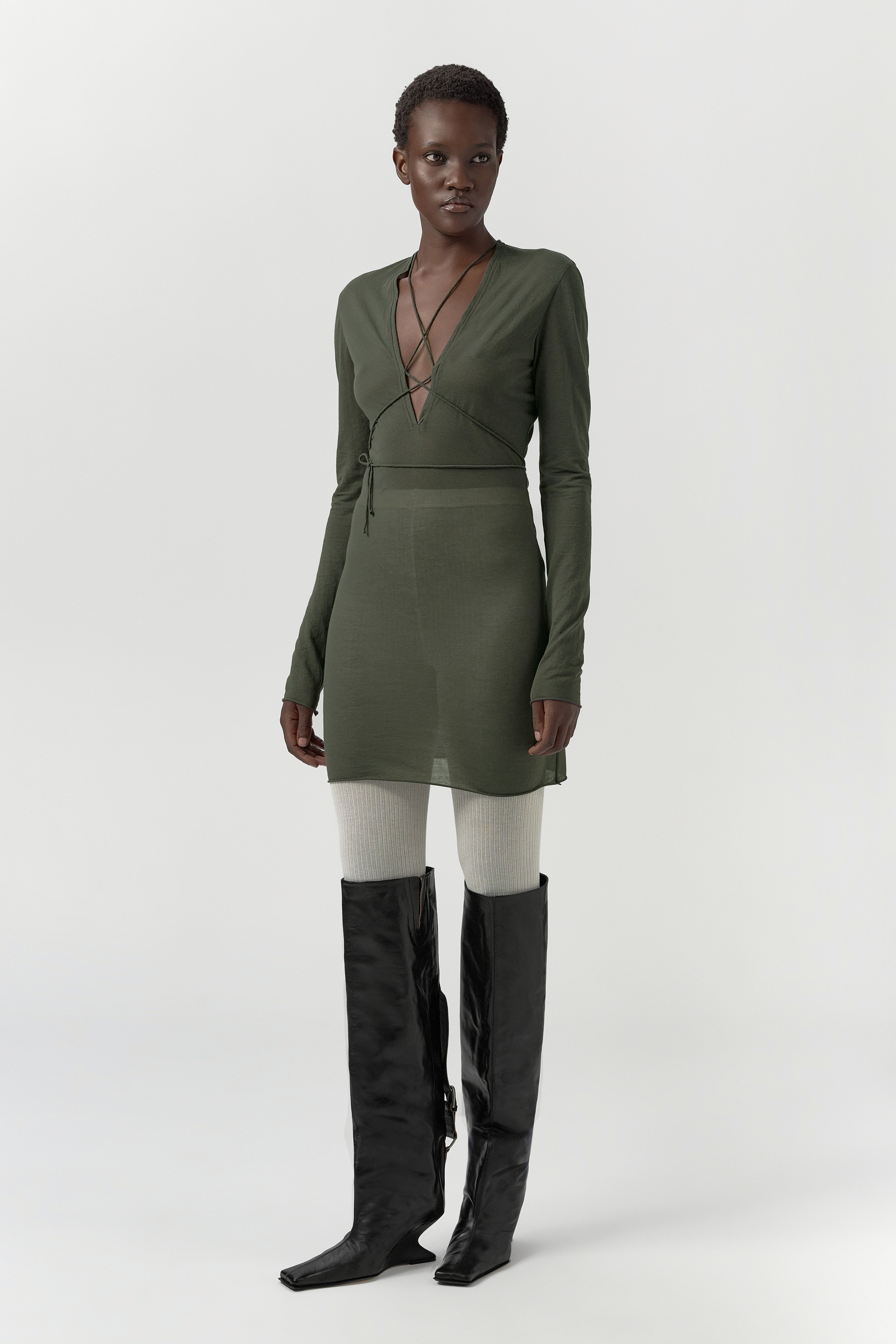 Alicja Dress - Khaki Cotton Blend | Miista | Designed & Handmade in Europe