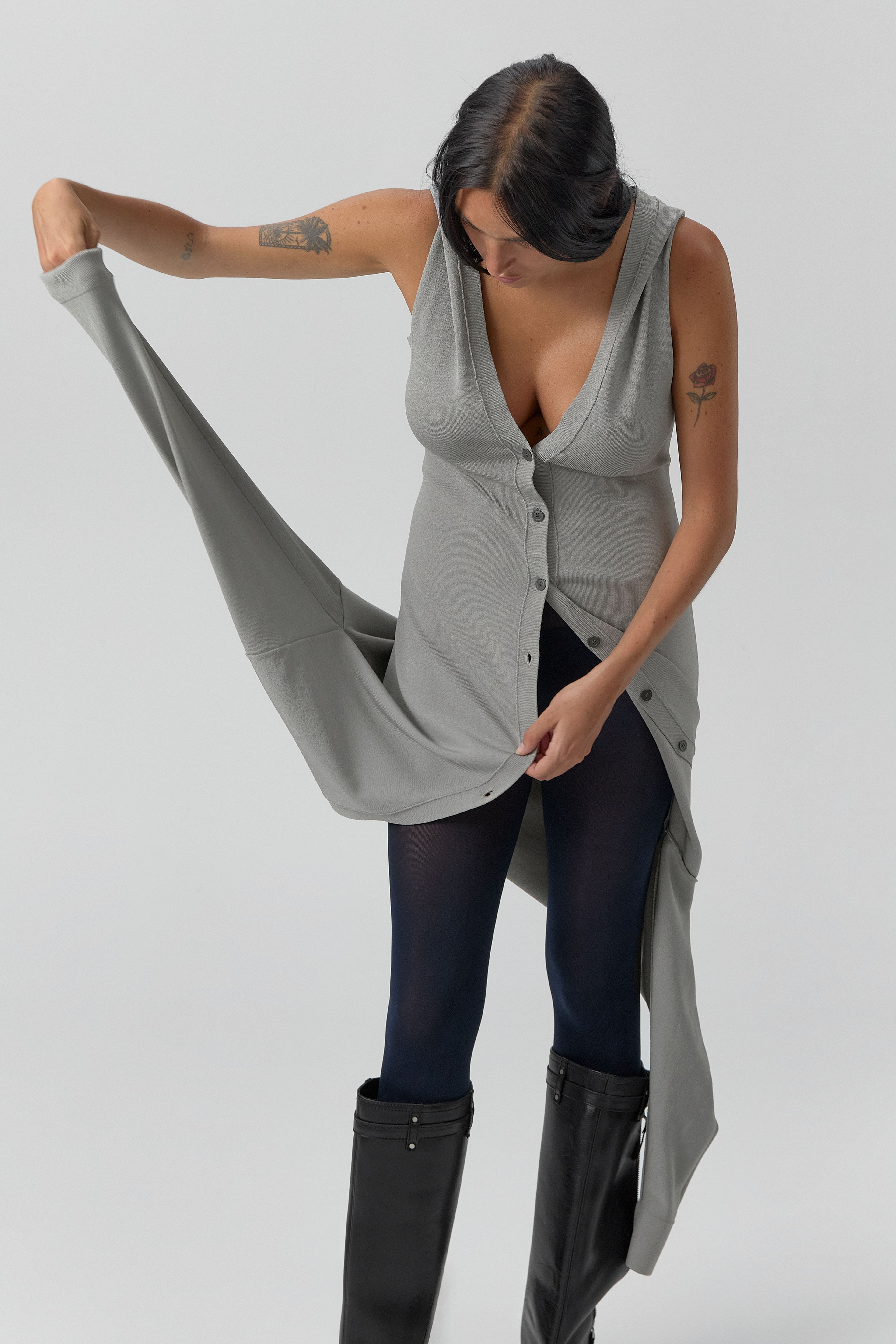 Ville Dress - Grey Viscose Knit | Miista | Designed & Handmade in Europe