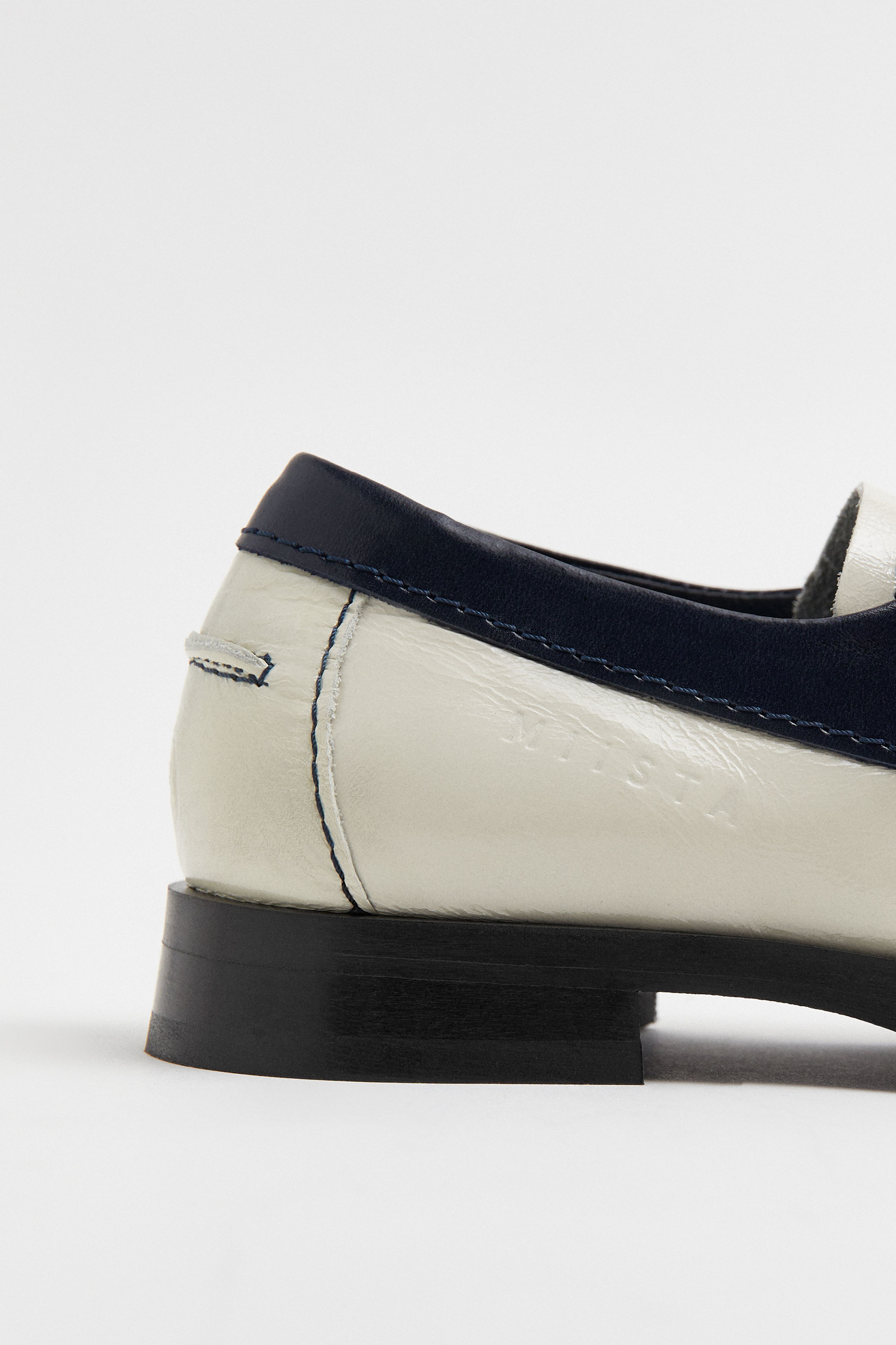 Edelira Cream Navy Bicolor Derby Loafers | Designed & Handmade in Europe