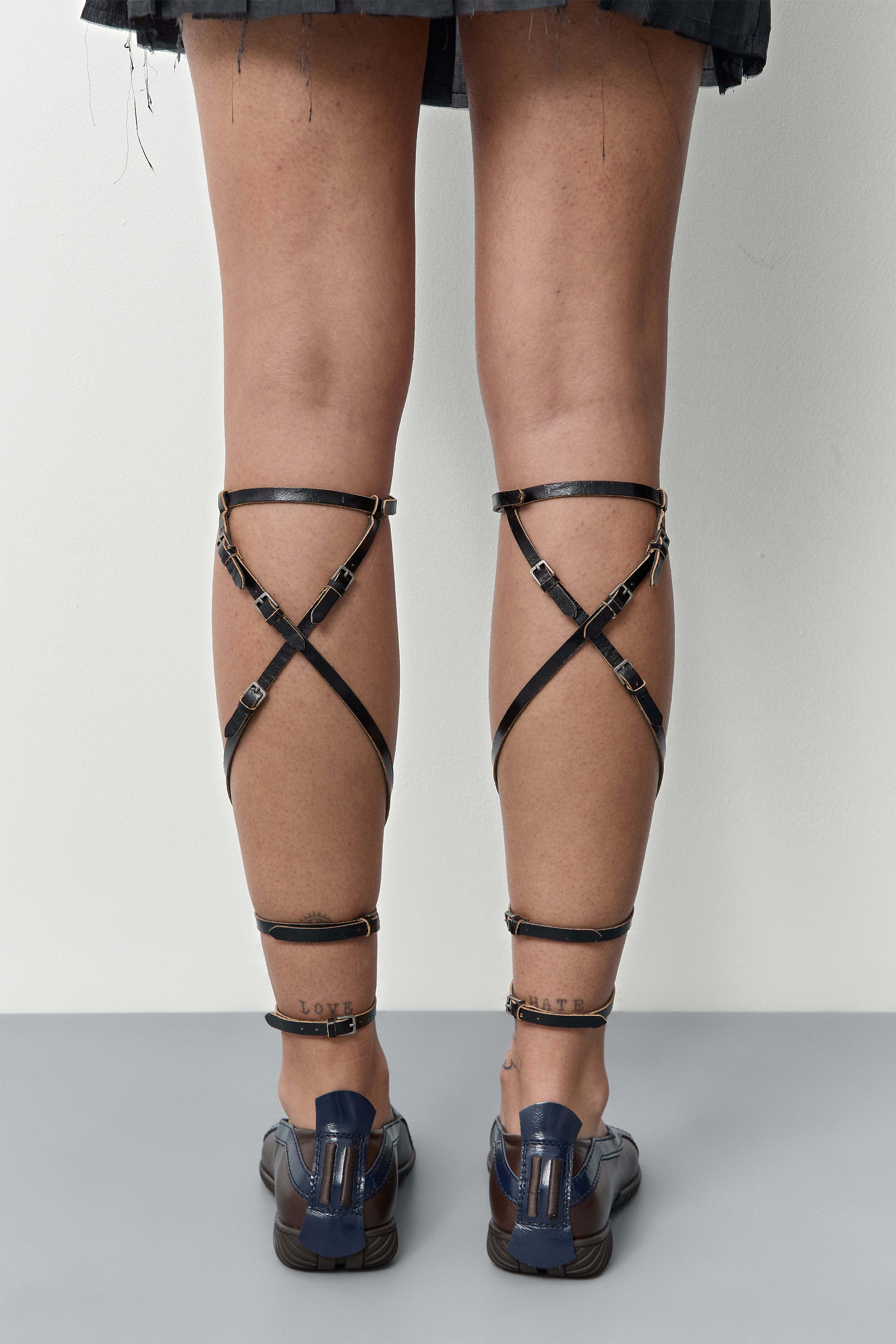 Grata Black Leather Anklet  | Miista | Designed & Handmade in Europe