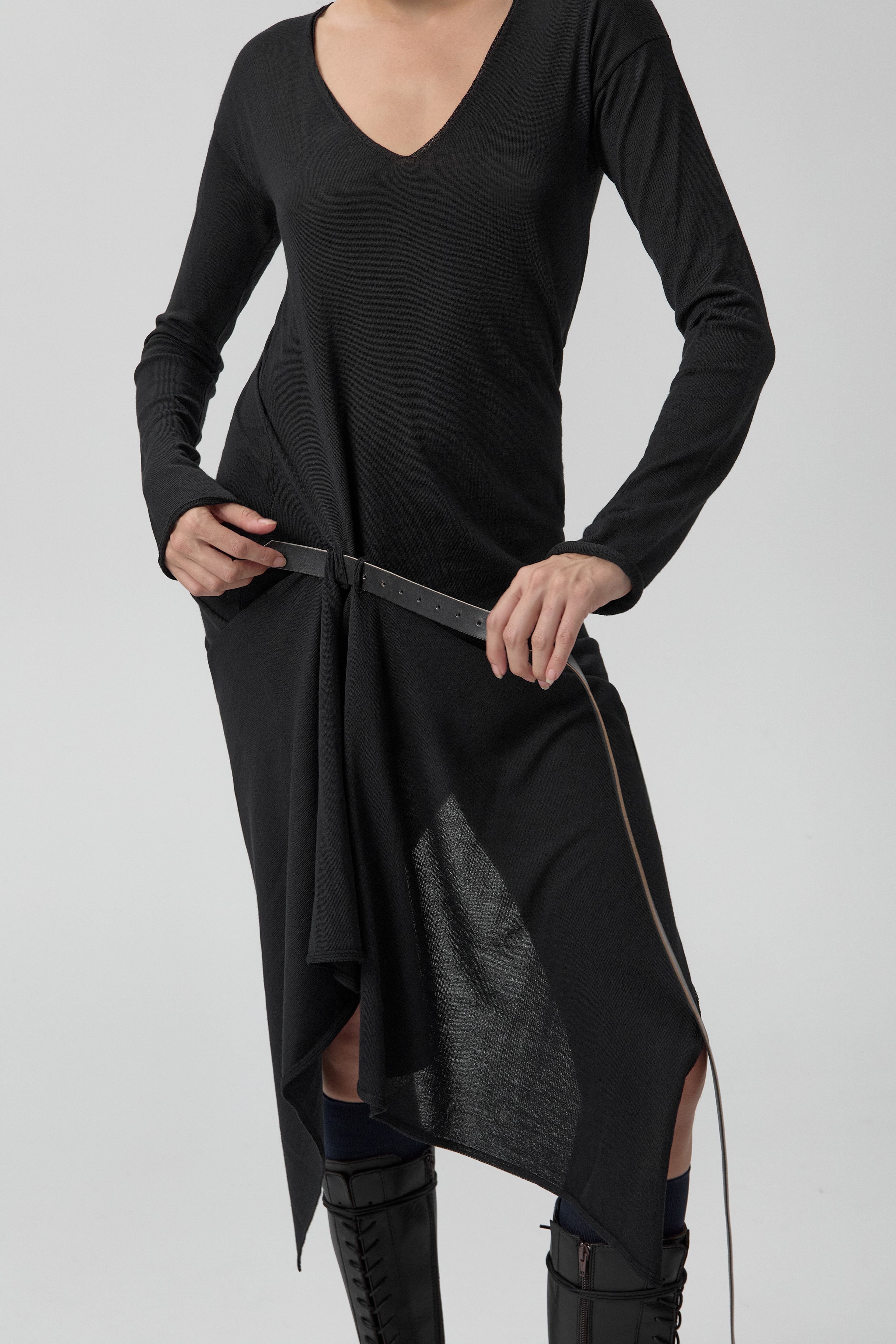 Yayoi Dress - Black Extra Fine Merino Knit | Miista | Designed & Handmade in Europe