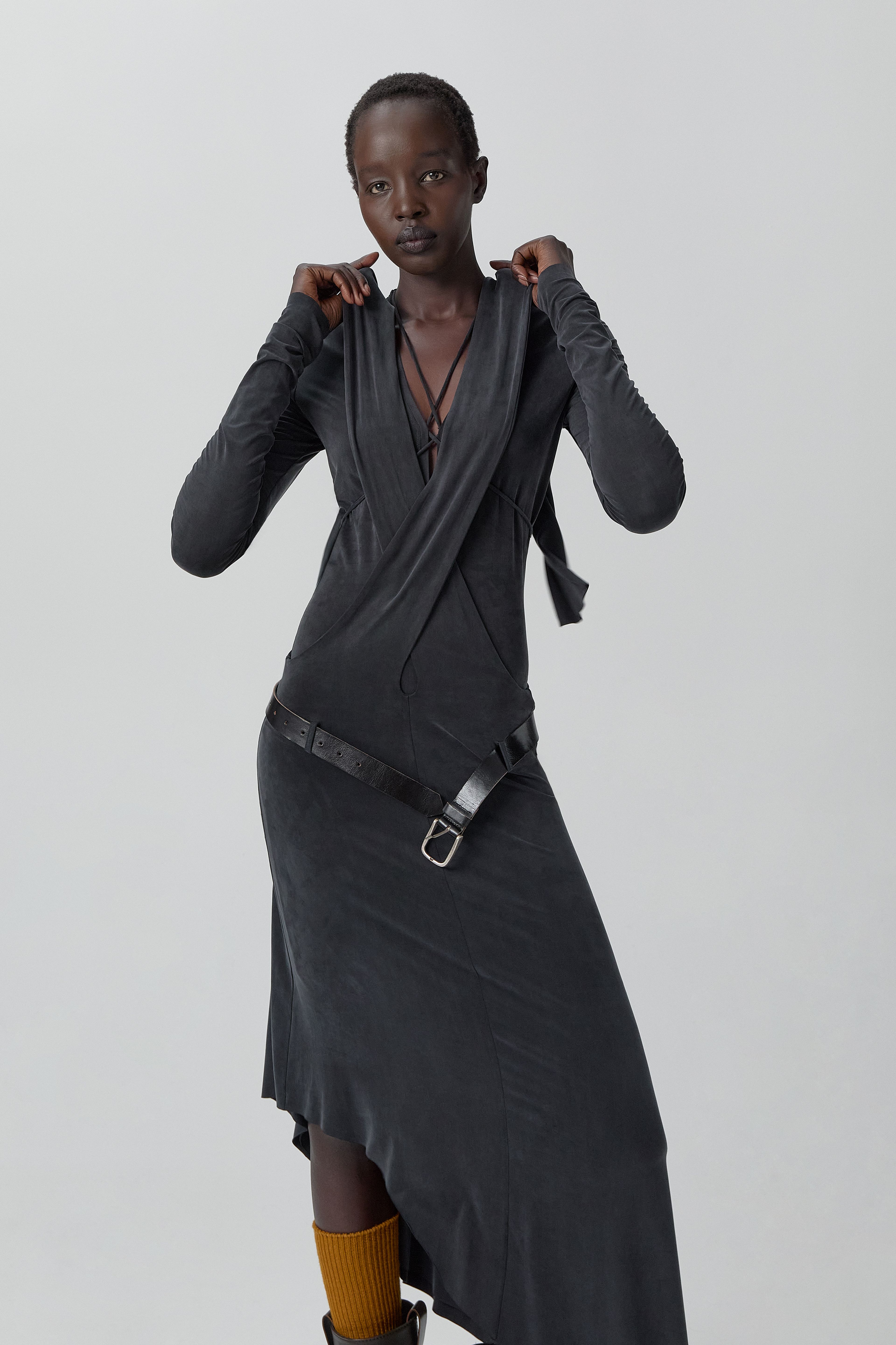 Lynd Dress - Washed Black Ribbed Cupro | Miista | Designed & Handmade in Europe