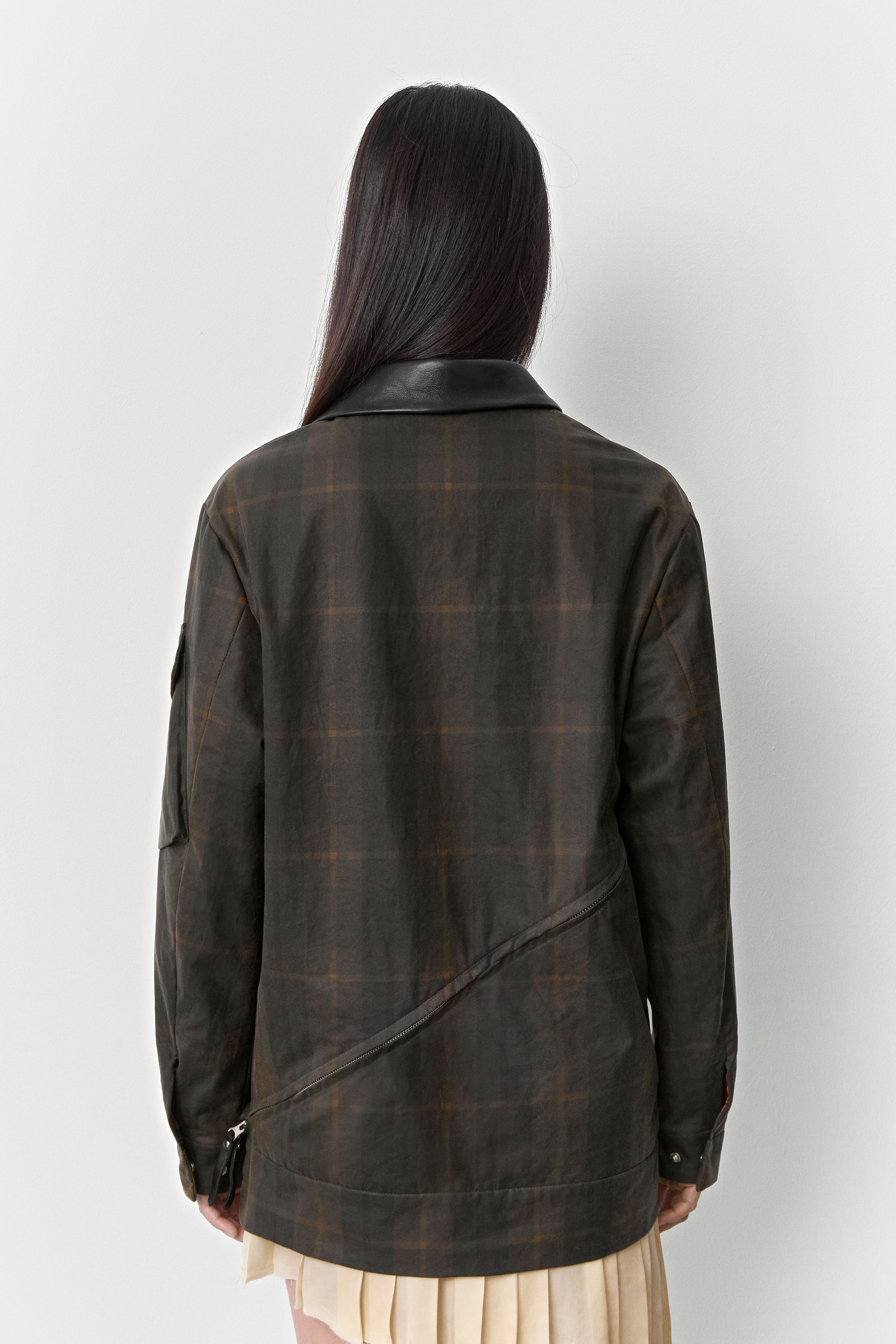 Marla Brown Checked Detachable Jacket | Miista | Designed & Handmade in Europe