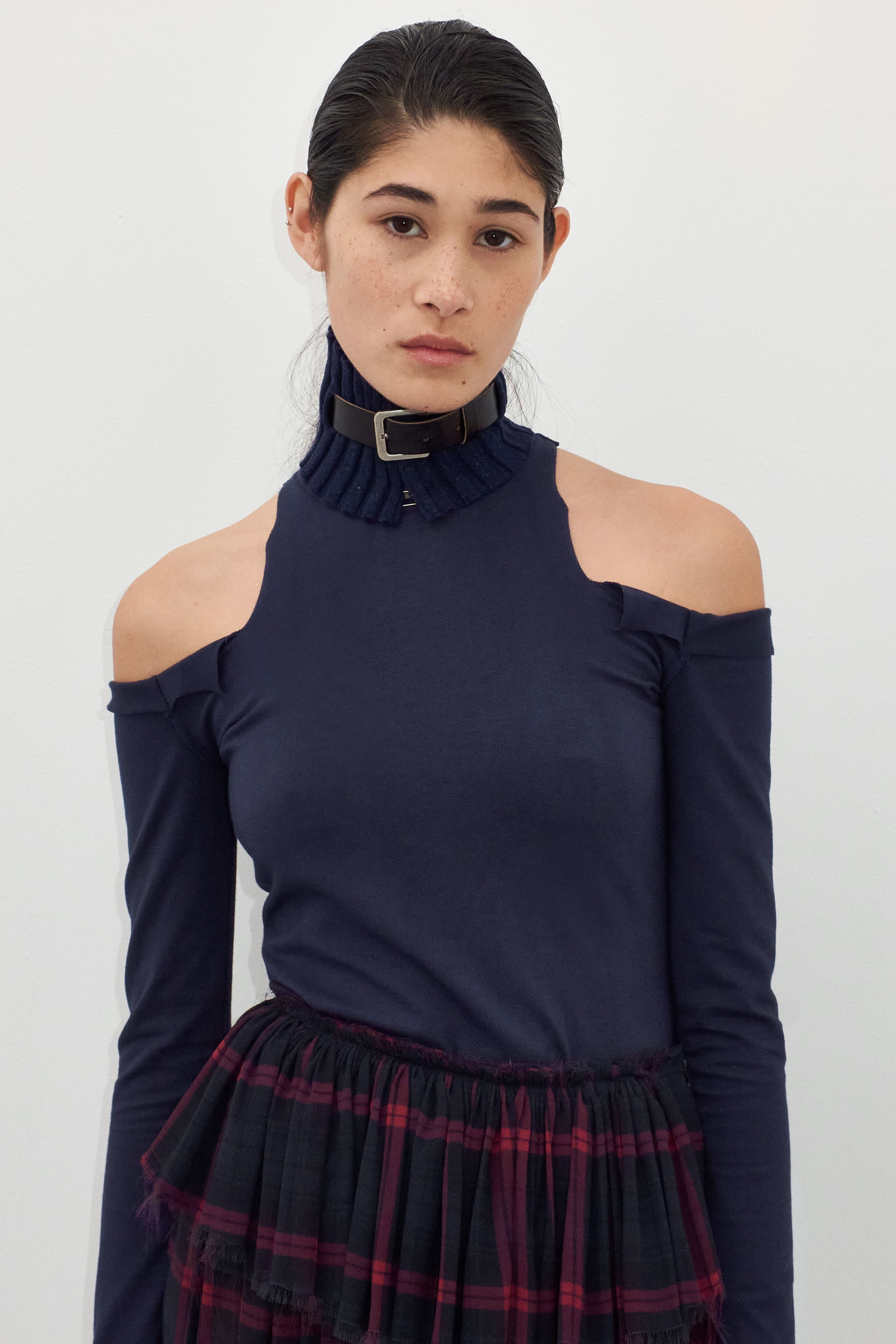 Calypsa Dark Navy Off Shoulders Top | Miista | Designed & Handmade in Europe