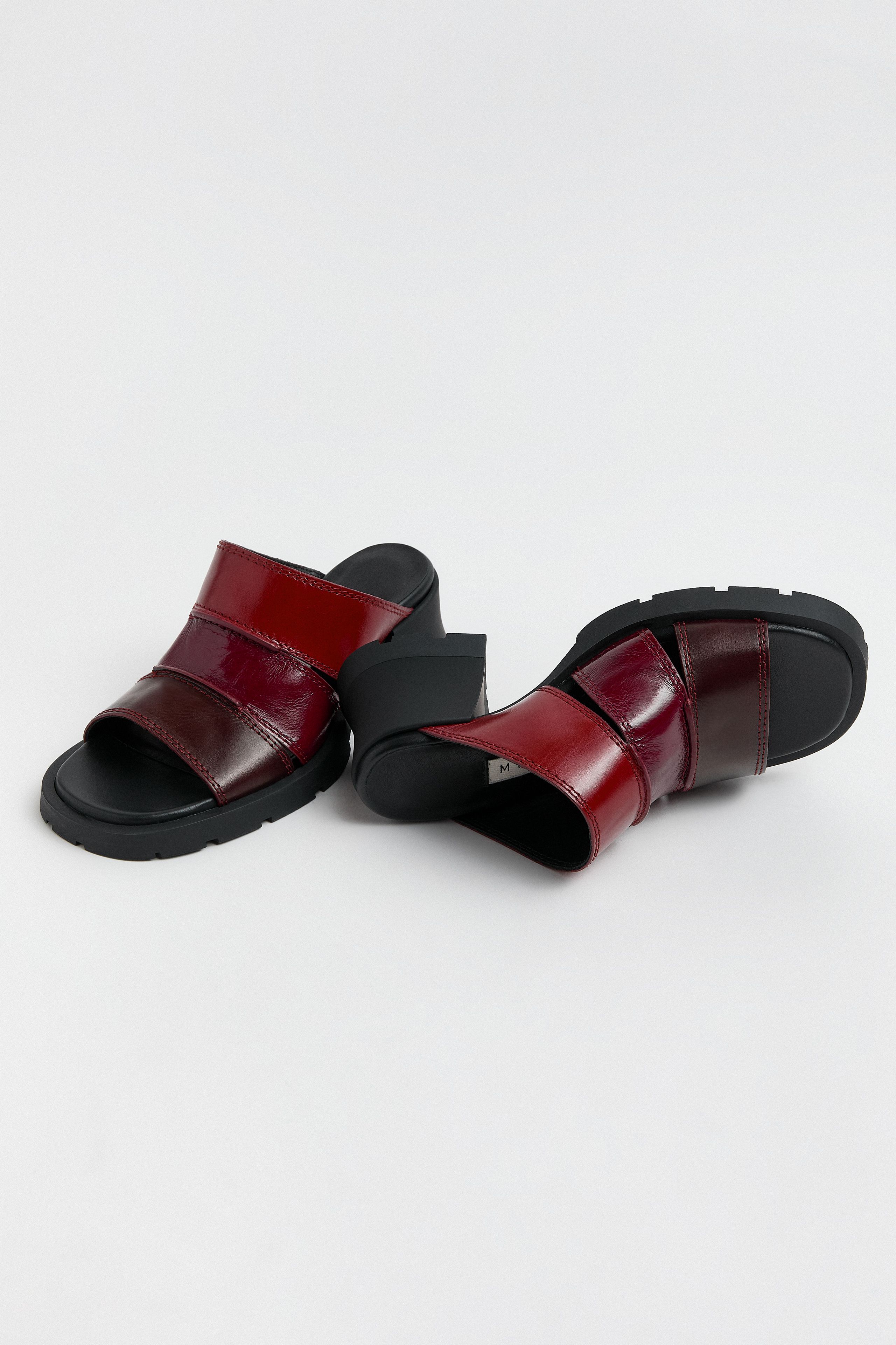 Jadzia Sandals - Burgundy Patchwork Shiny Leather | Miista