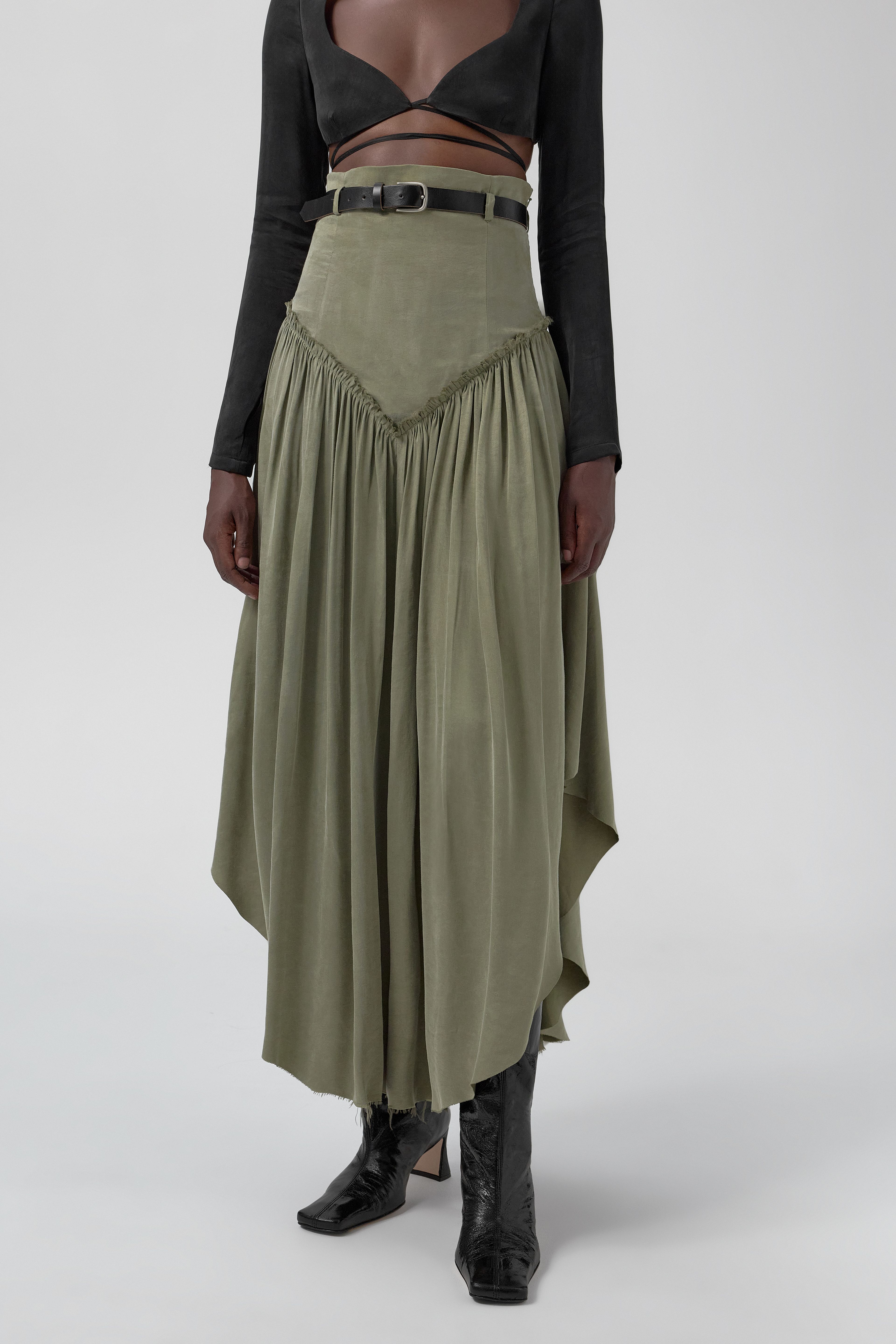 Pat Skirt - Khaki Lyocell Blend | Miista | Designed & Handmade in Europe